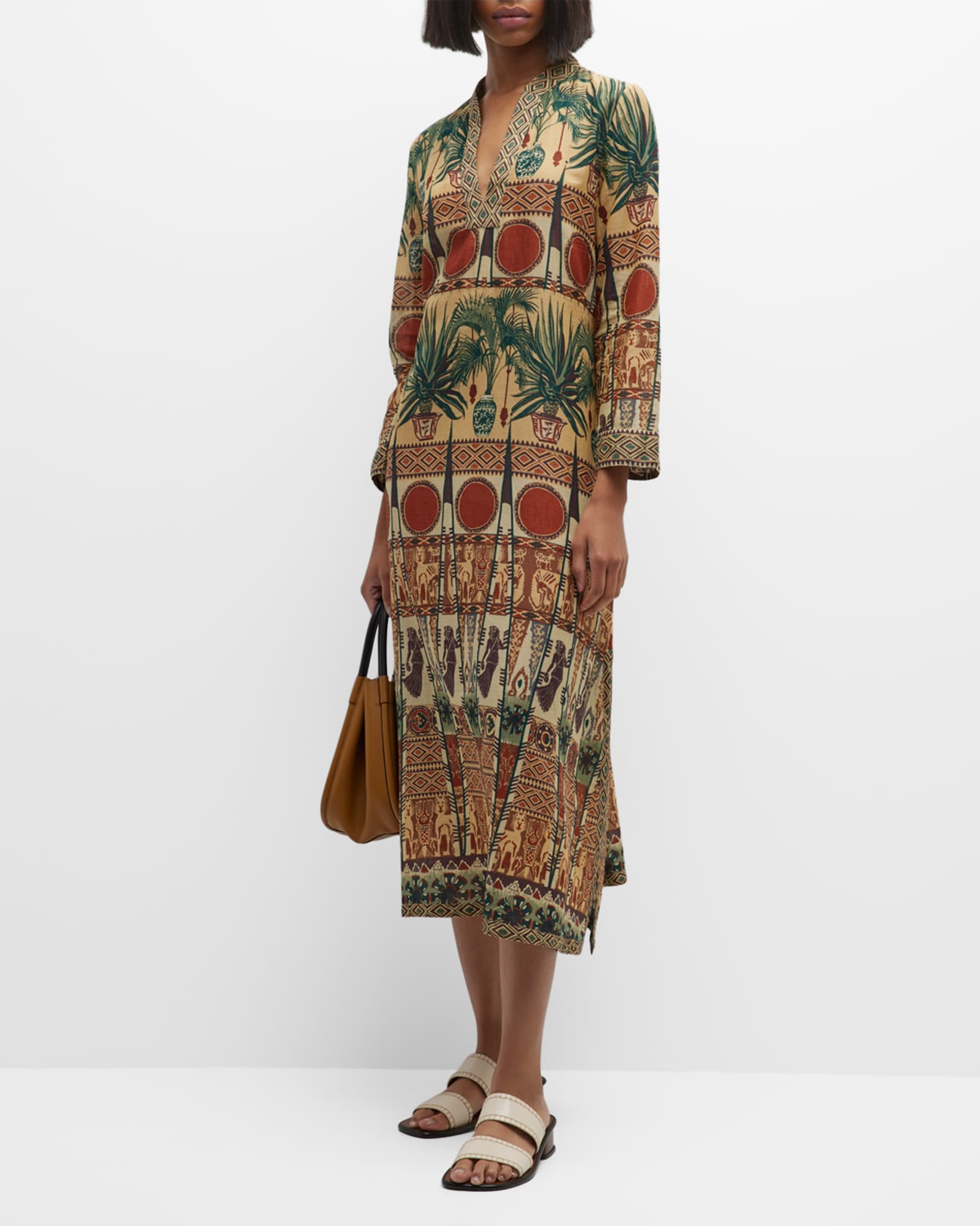 EMPORIO SIRENUSE Giada Coptic Dancer Printed Caftan | Neiman Marcus