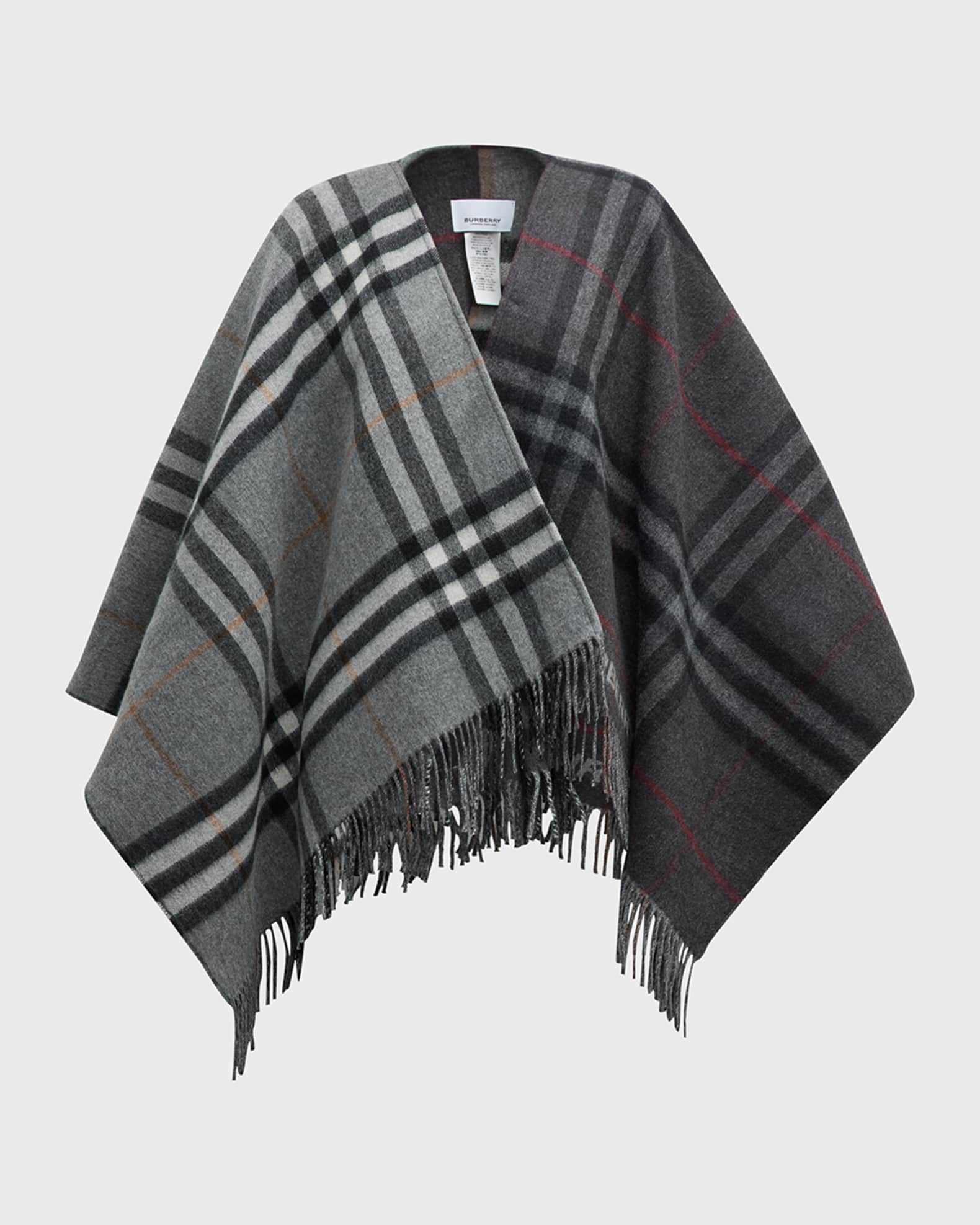 Giant Check Logo Cashmere-Blend Cape  1