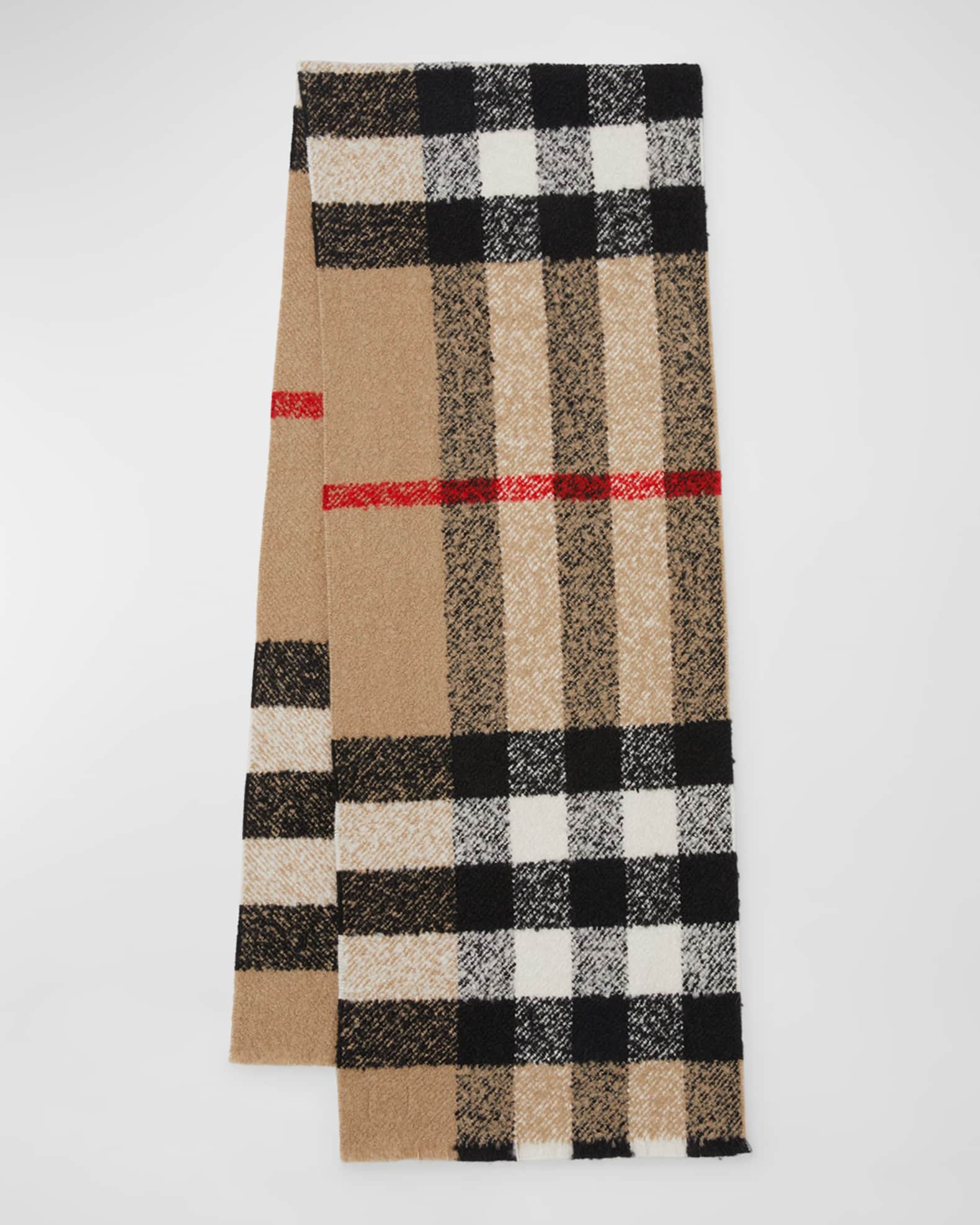 Burberry Boucle Half Mega Check CashmereBlend Scarf Neiman Marcus