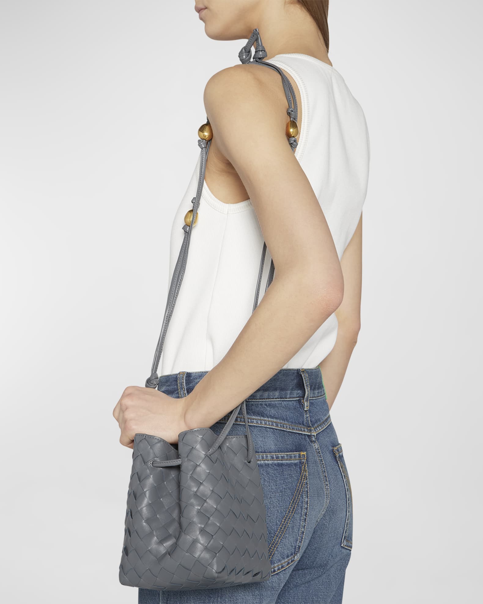 Bottega Veneta Mini Intrecciato Napa Crossbody Bag, Macaroon-Gold, Women's, Handbags & Purses Crossbody Bags & Camera Bags