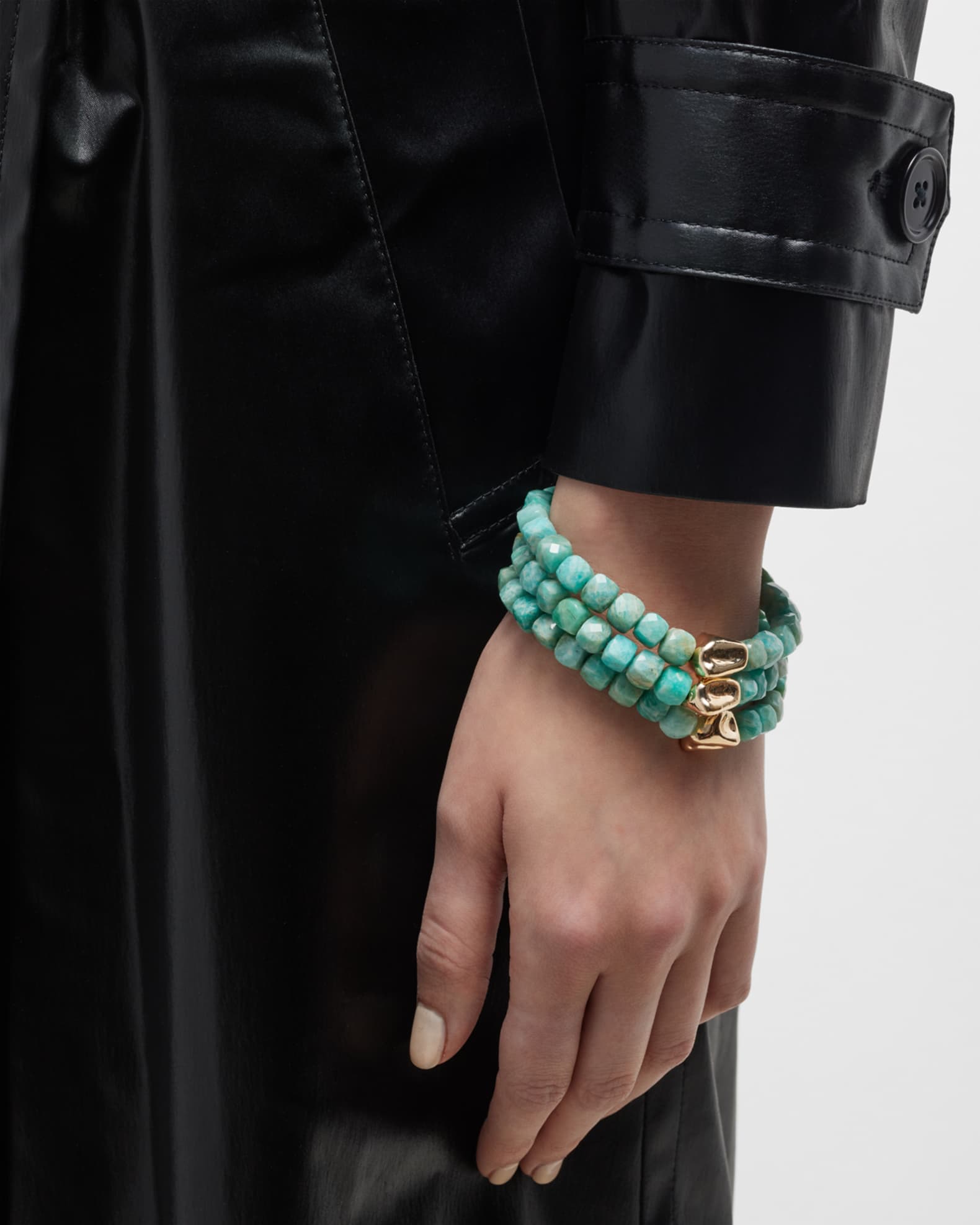 Aquamarine Gold Accent Stretch Bracelets, Set of 3 1