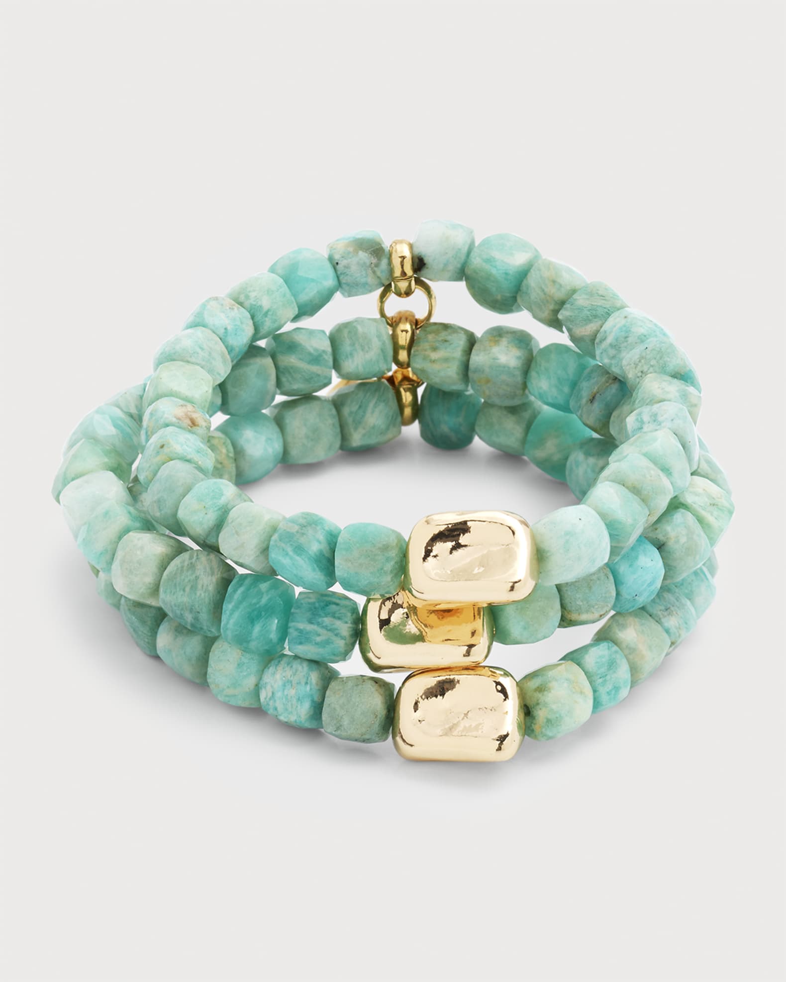 Aquamarine Gold Accent Stretch Bracelets, Set of 3 0