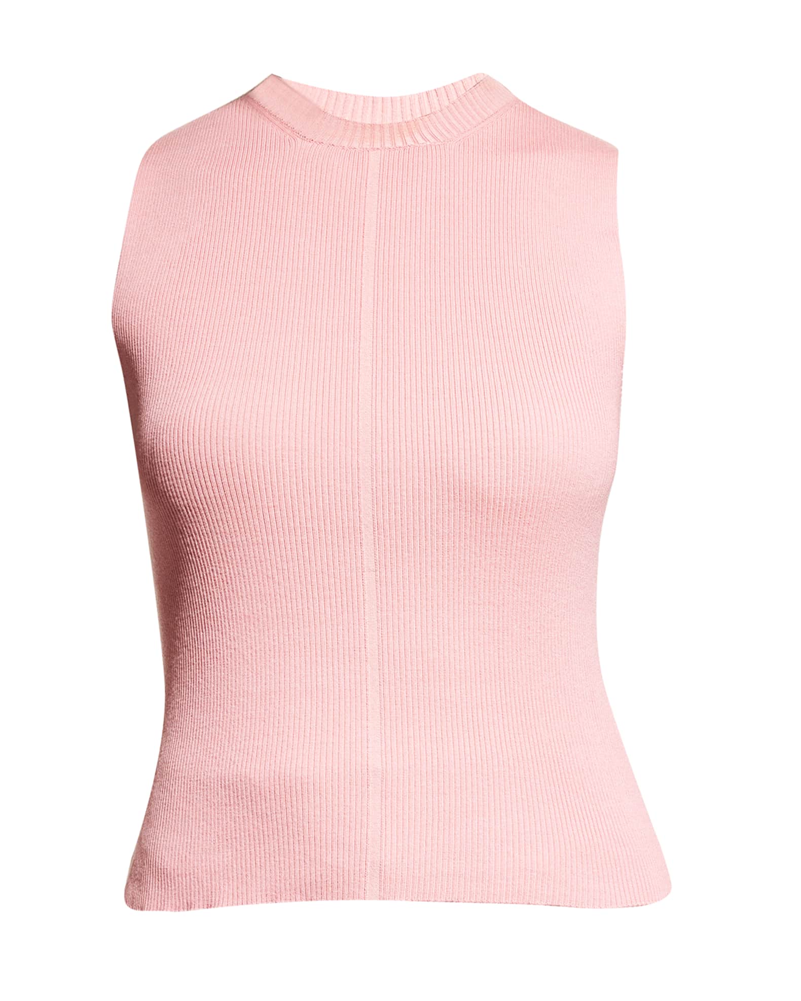 Oscar de la Renta HighNeck Ribbed Tank Top Neiman Marcus