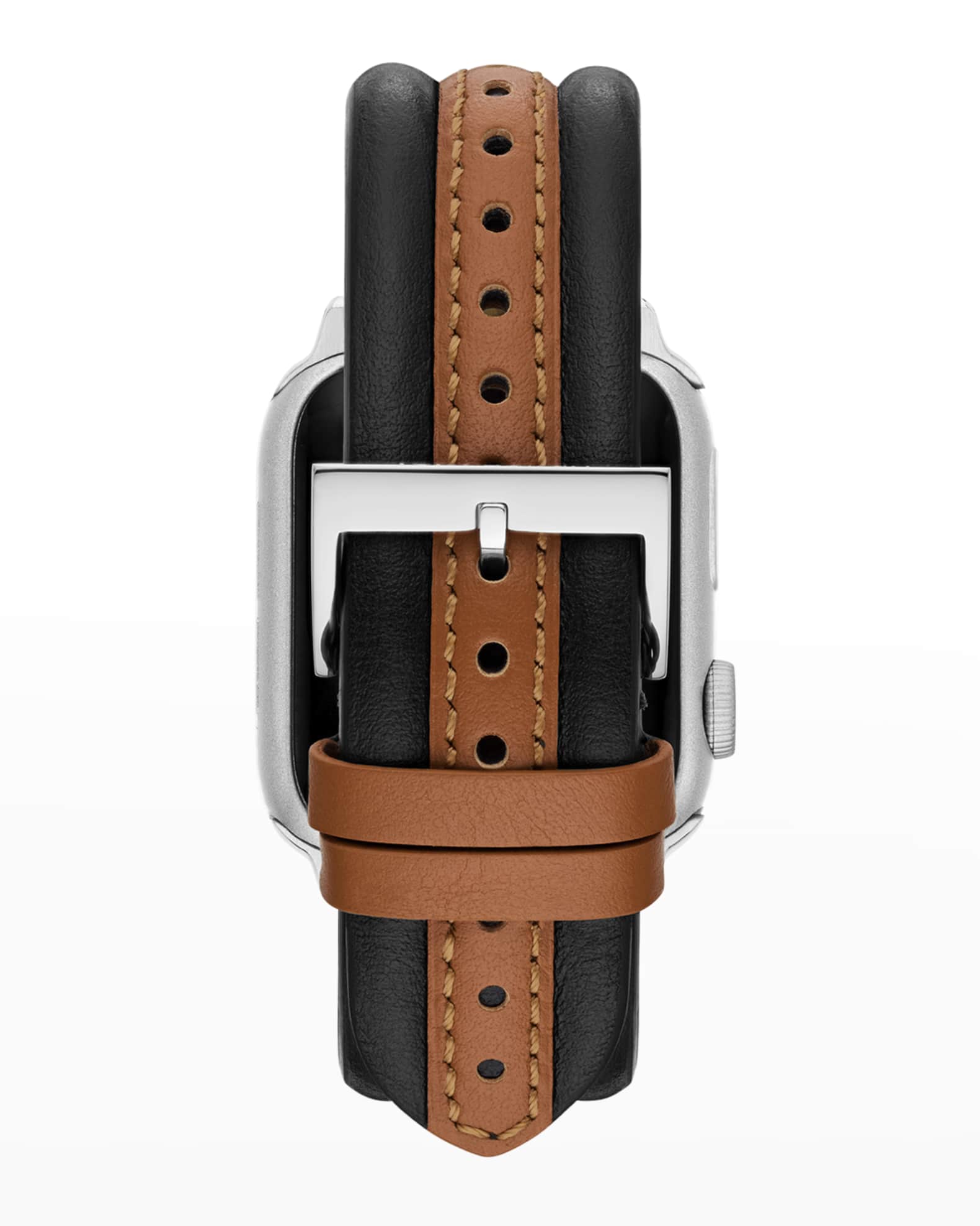 Tory Burch Kira Black and Brown Leather Apple Watch Band, 3841mm