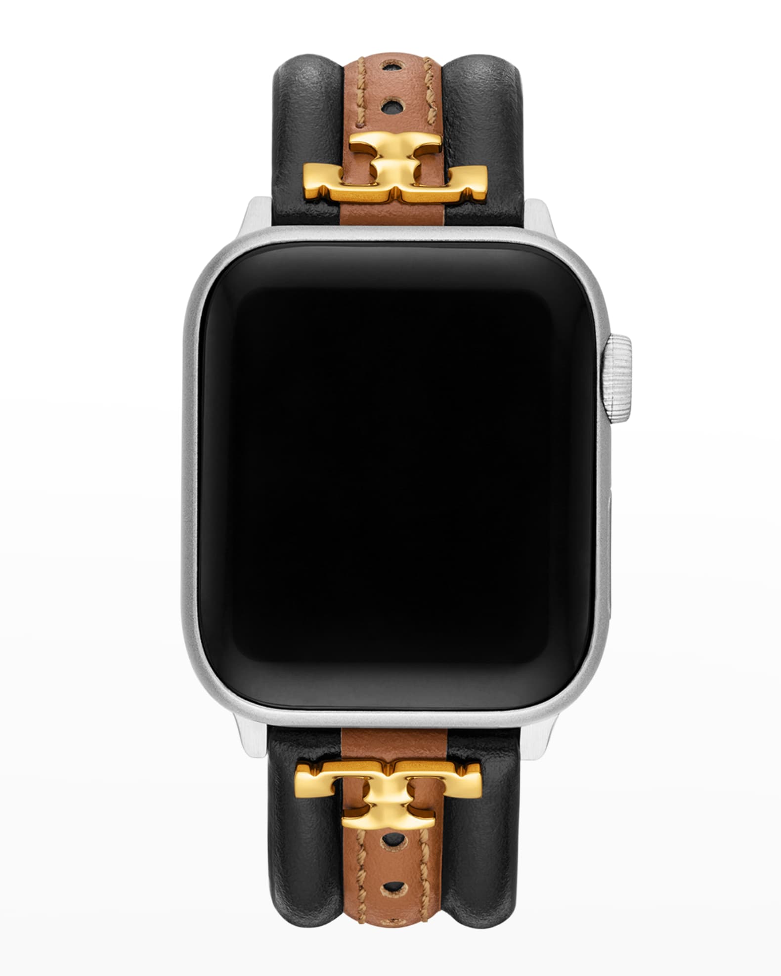 Tory Burch Kira Black and Brown Leather Apple Watch Band, 3841mm