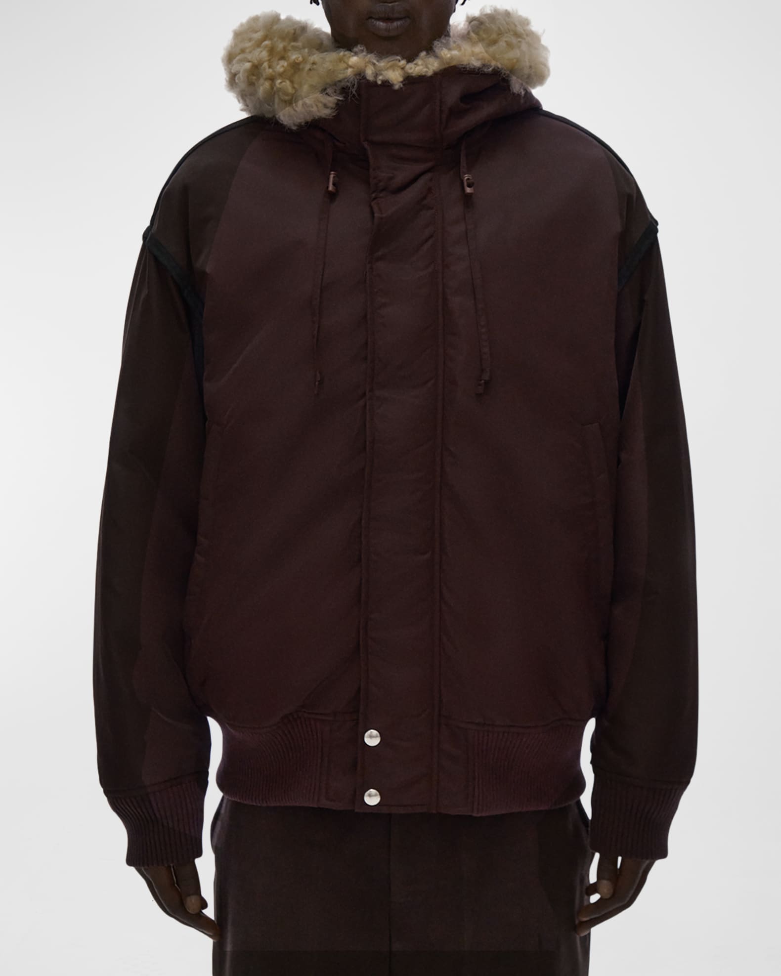 Helmut lang hooded faux fur on sale bomber jacket