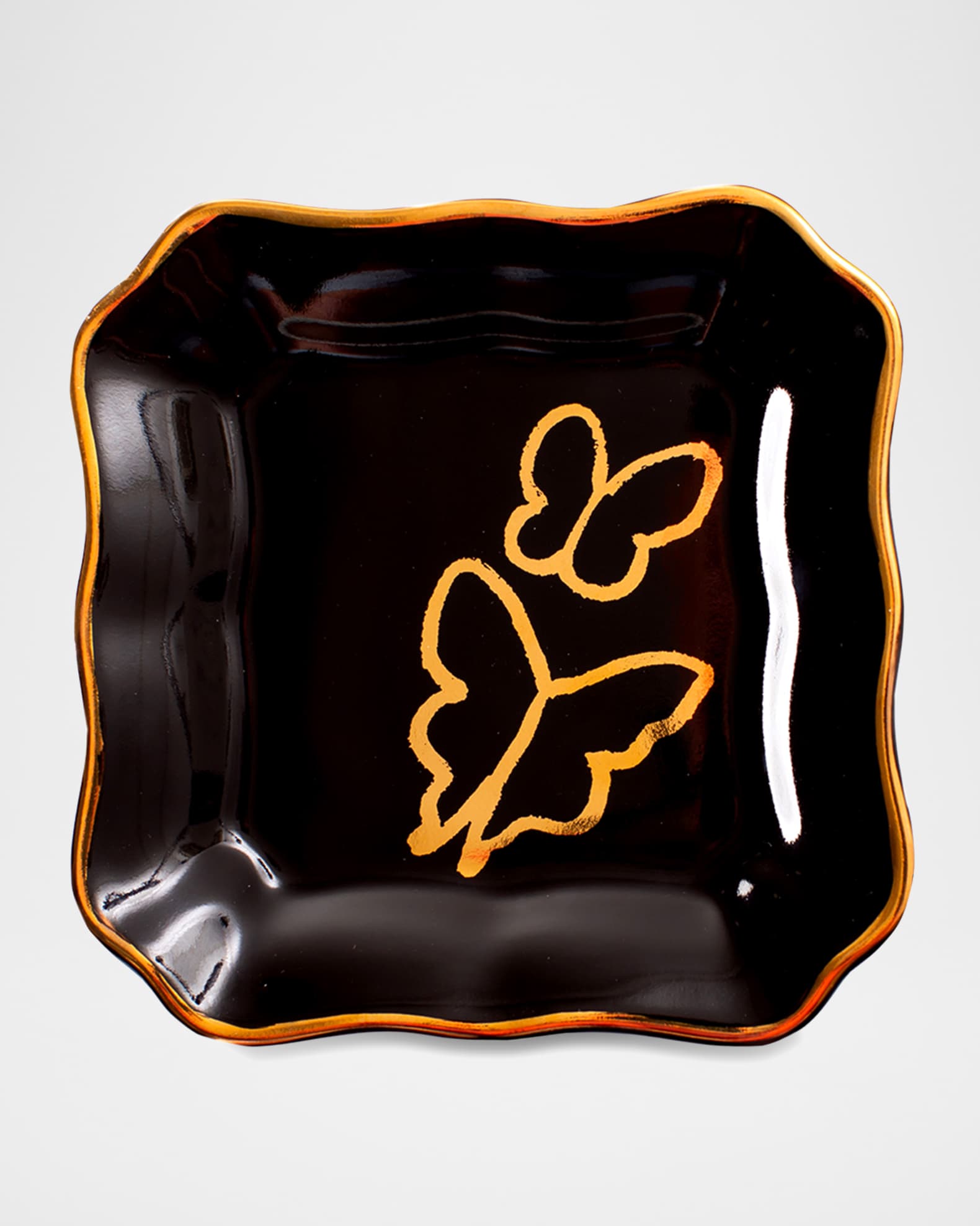 Butterfly Portrait Plate with Gold Rim - Black 0