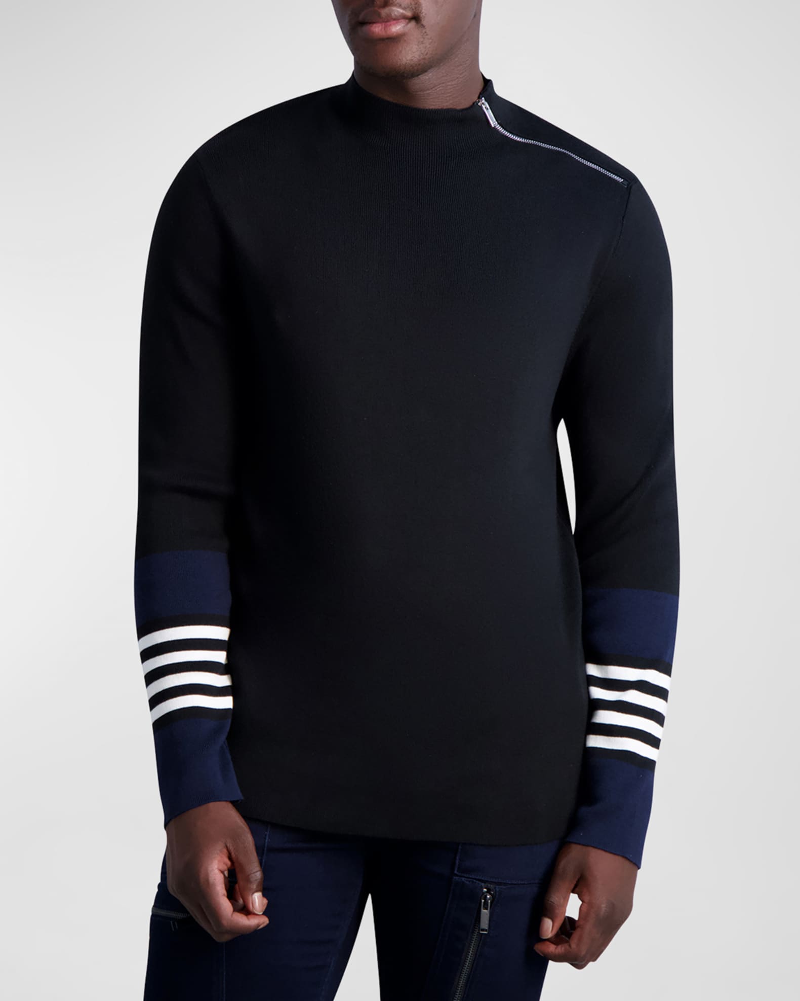 Mens mock neck zip sweater outlet