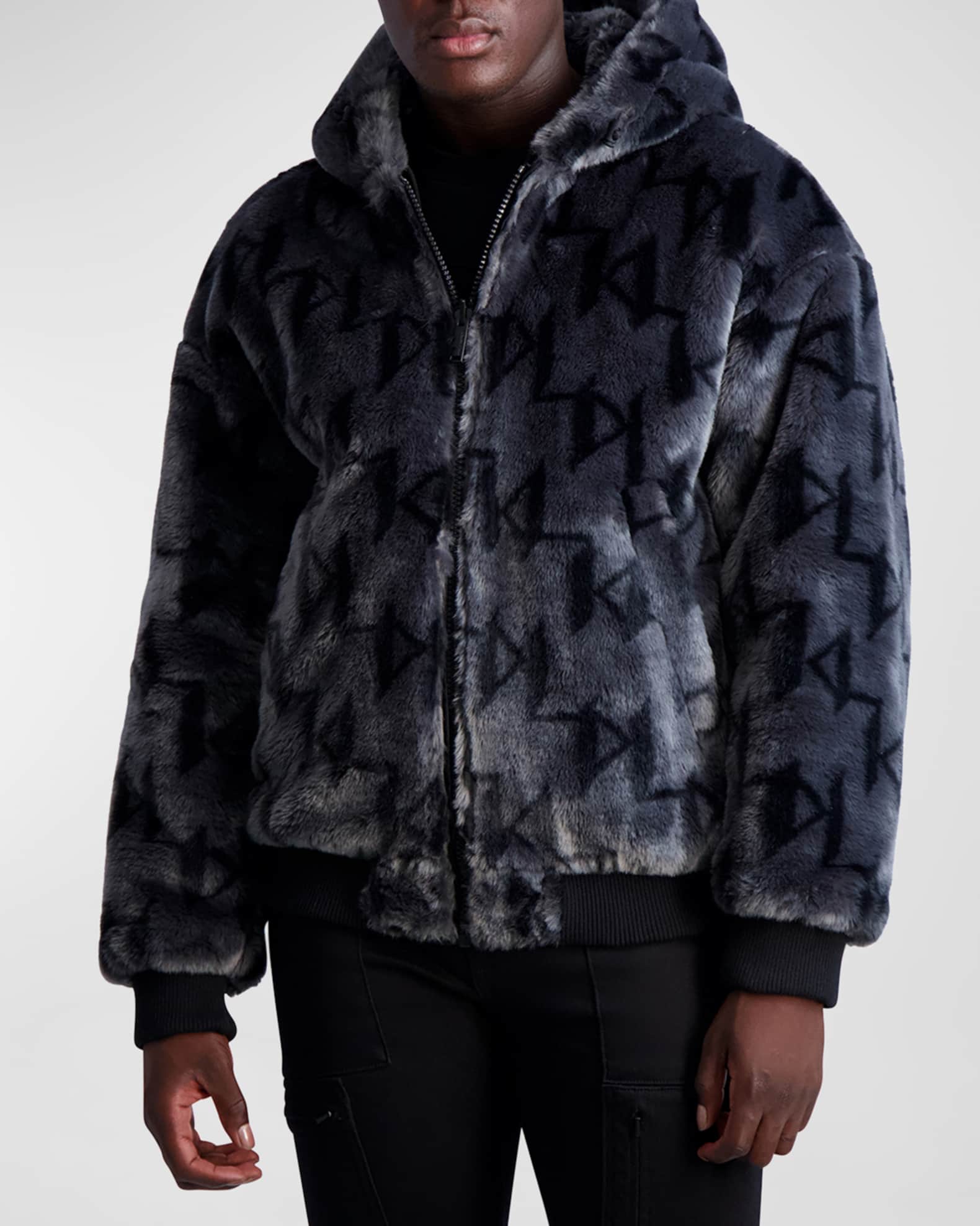 Mens faux fur bomber jacket on sale