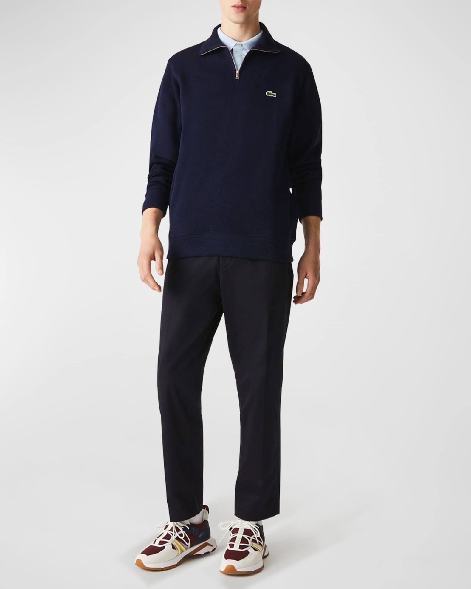 Lacoste Paris Jacquard Monogram Zipped Sweatshirt Navy Blue / White for Men