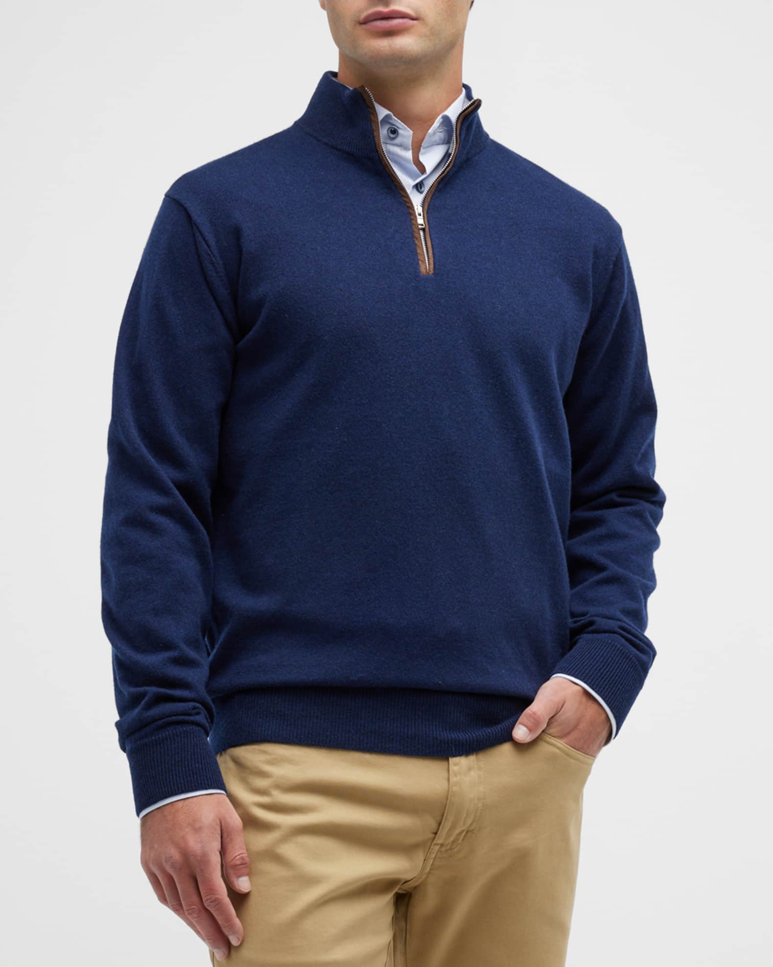 Peter Millar Men's Stretch Cashmere Quarter-Zip Sweater | Neiman Marcus