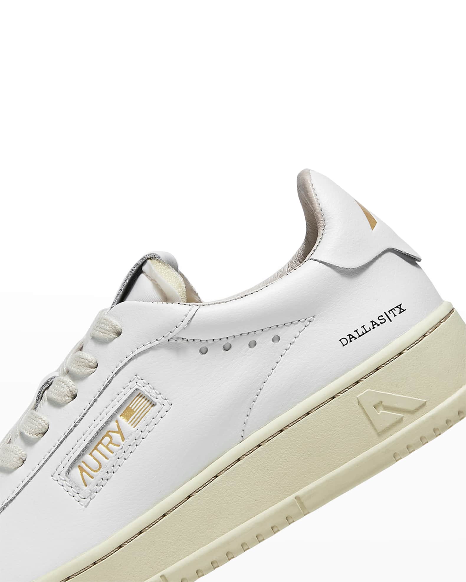 [AUTRY]★Dallas Super Vintage Low Leather Sneakers White★ Autry Dallas Low Sneakers In White And Black Leather