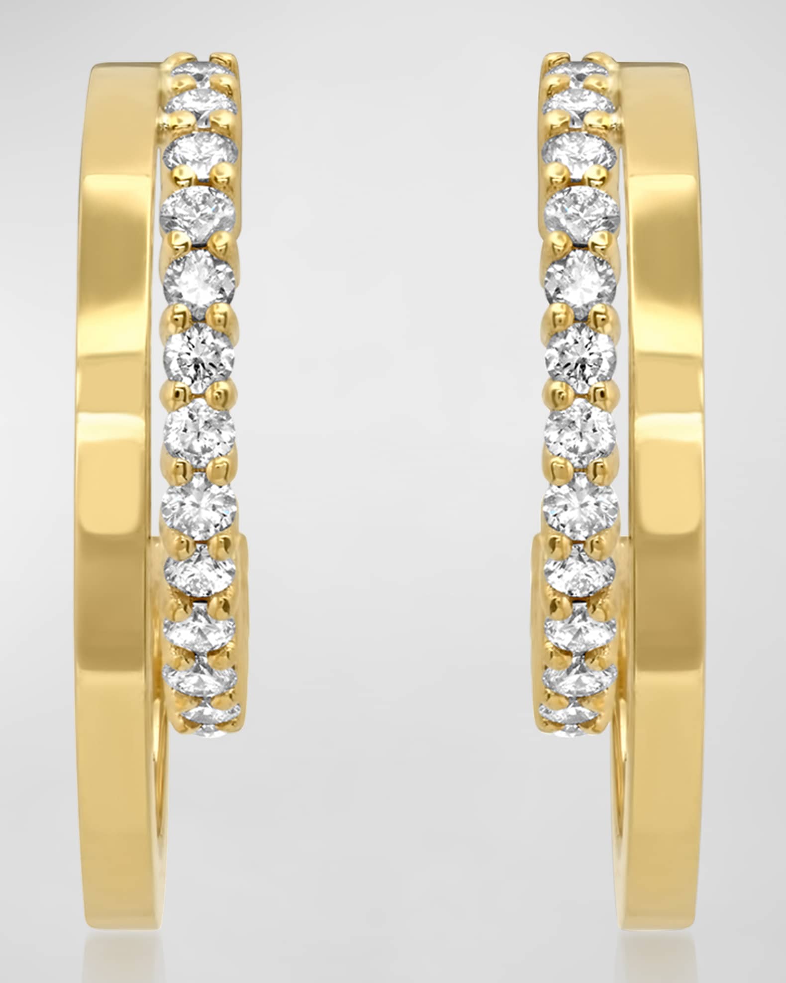 Double Hoop Earrings with 4-Prong Diamond Detail 1