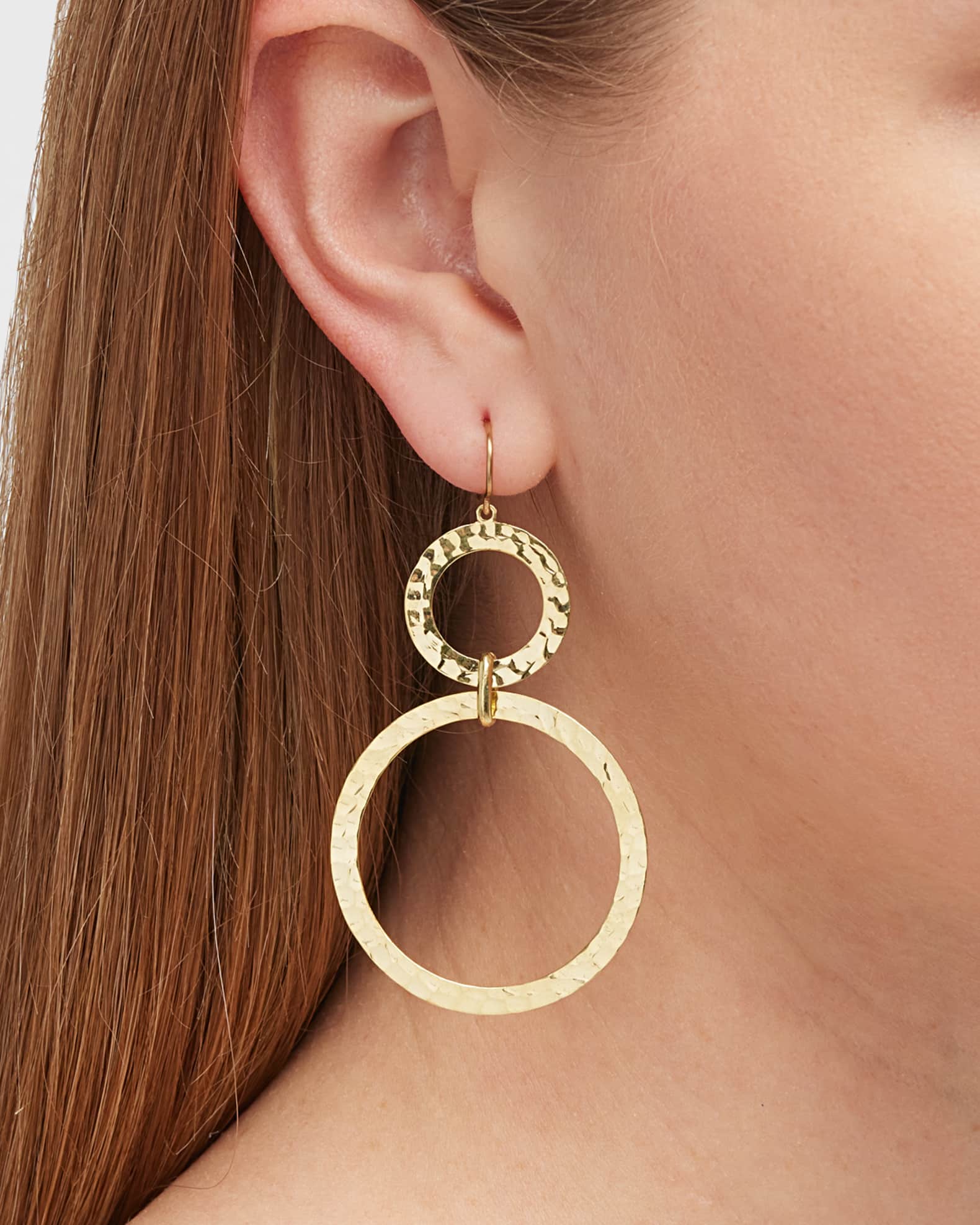 Graduated Hammered Open Circle Earrings 1