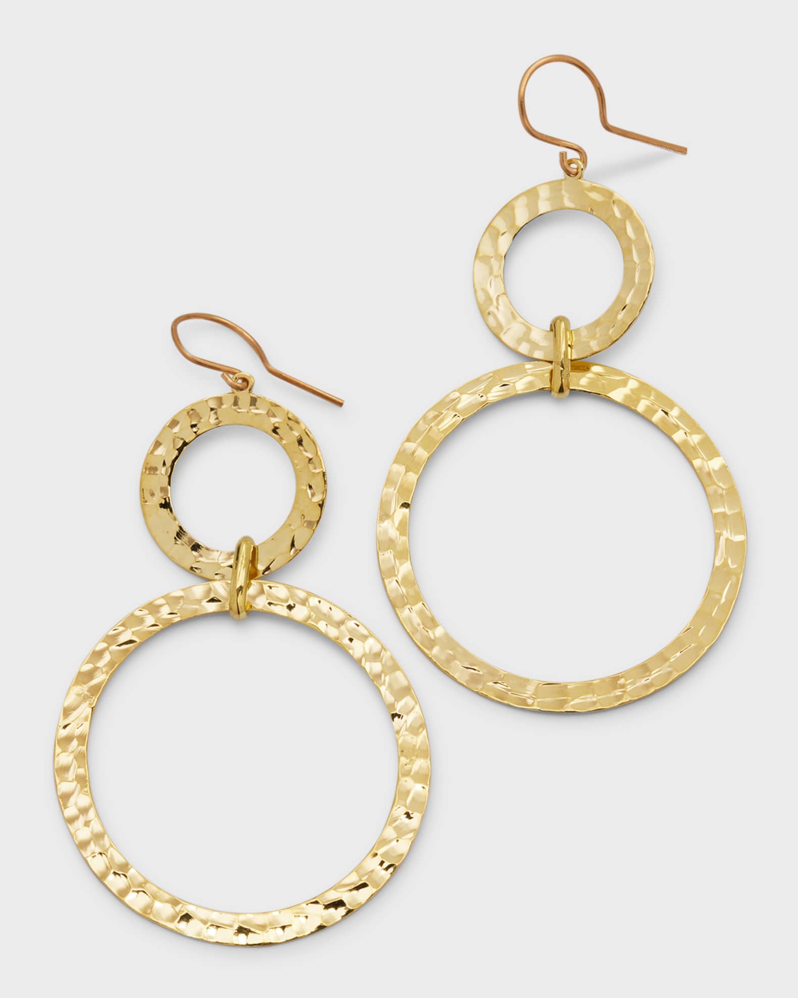 Graduated Hammered Open Circle Earrings 0