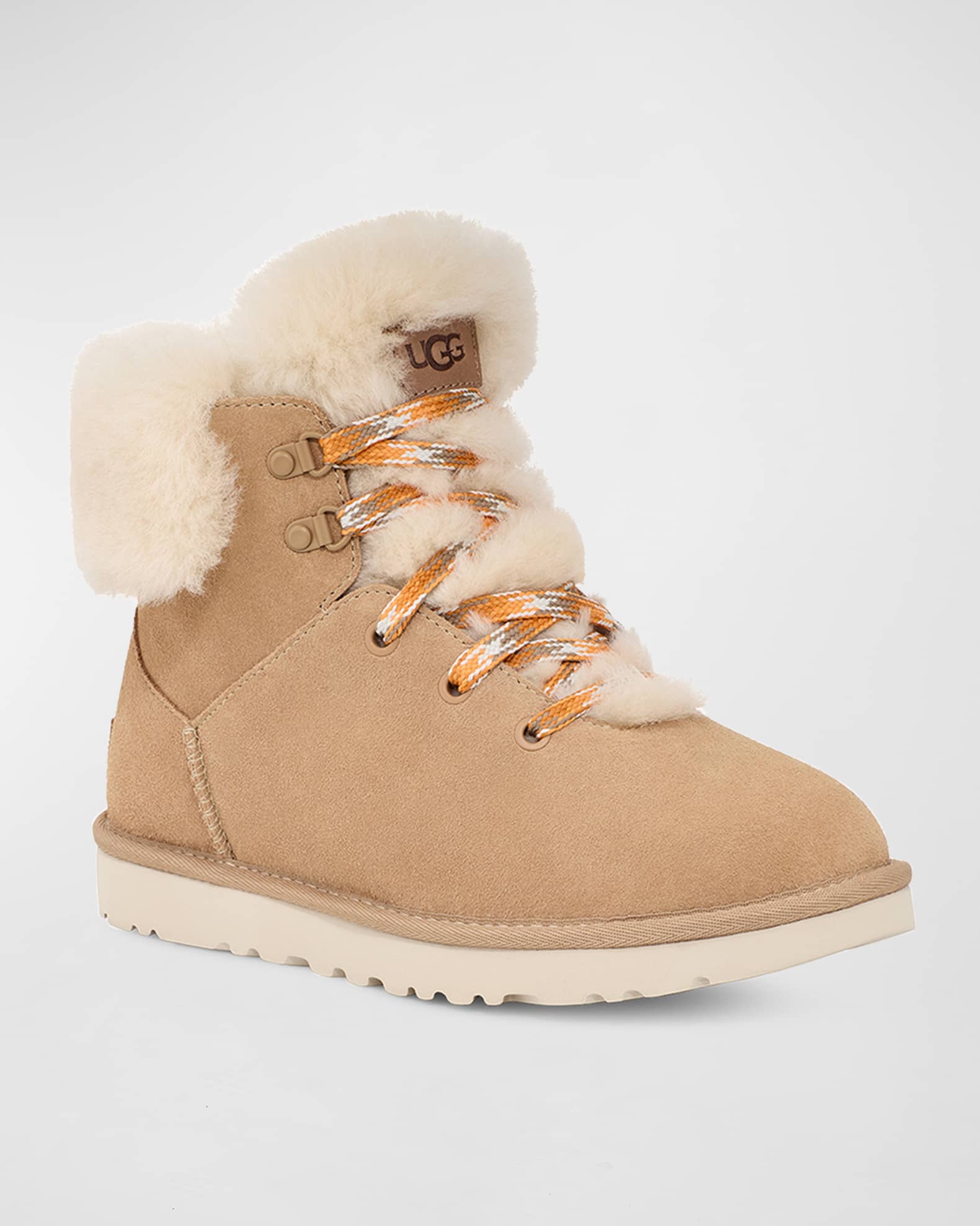UGG Classic Mini Suede & Shearling Hiker Boots | Neiman Marcus