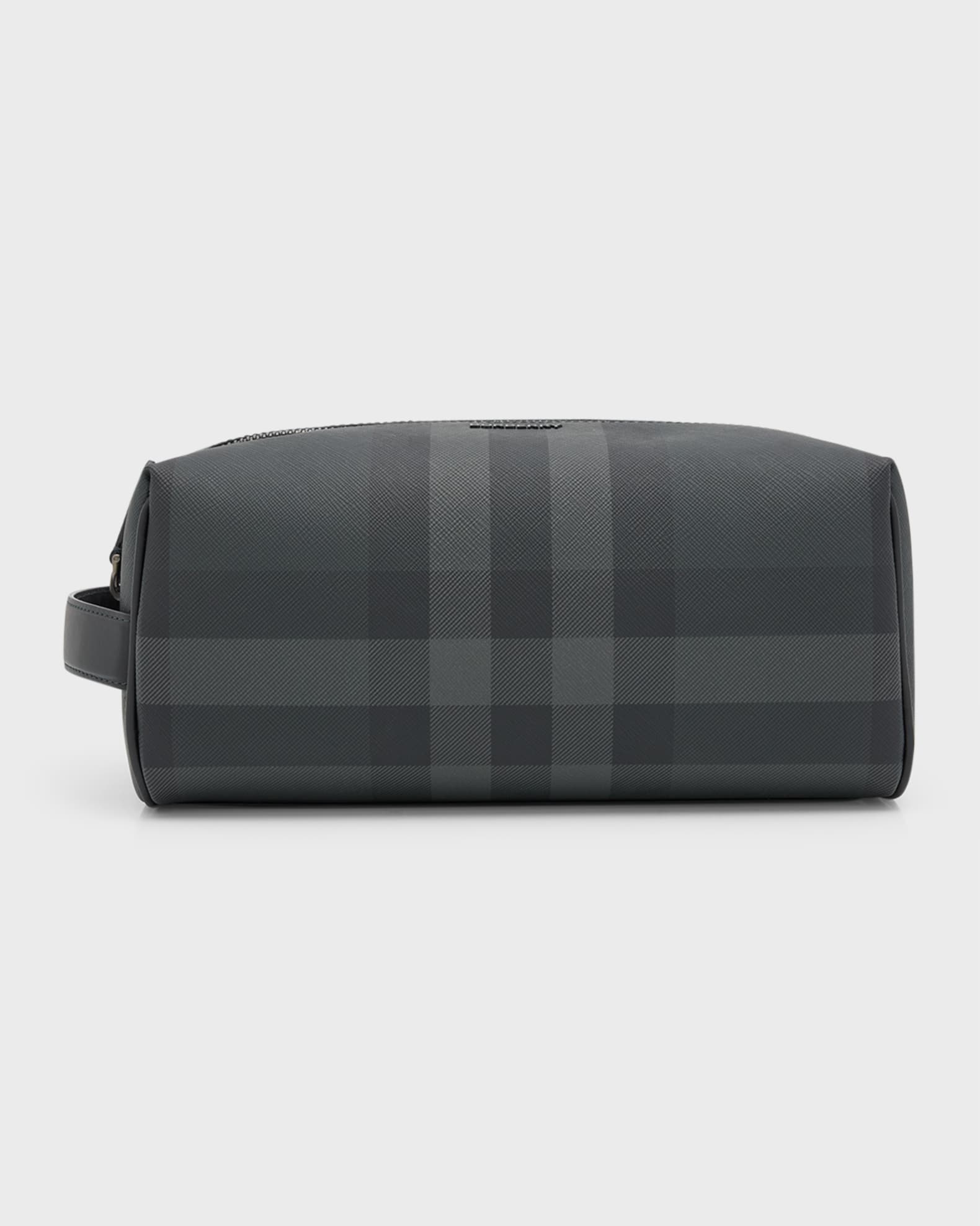 London check and leather pouch best sale