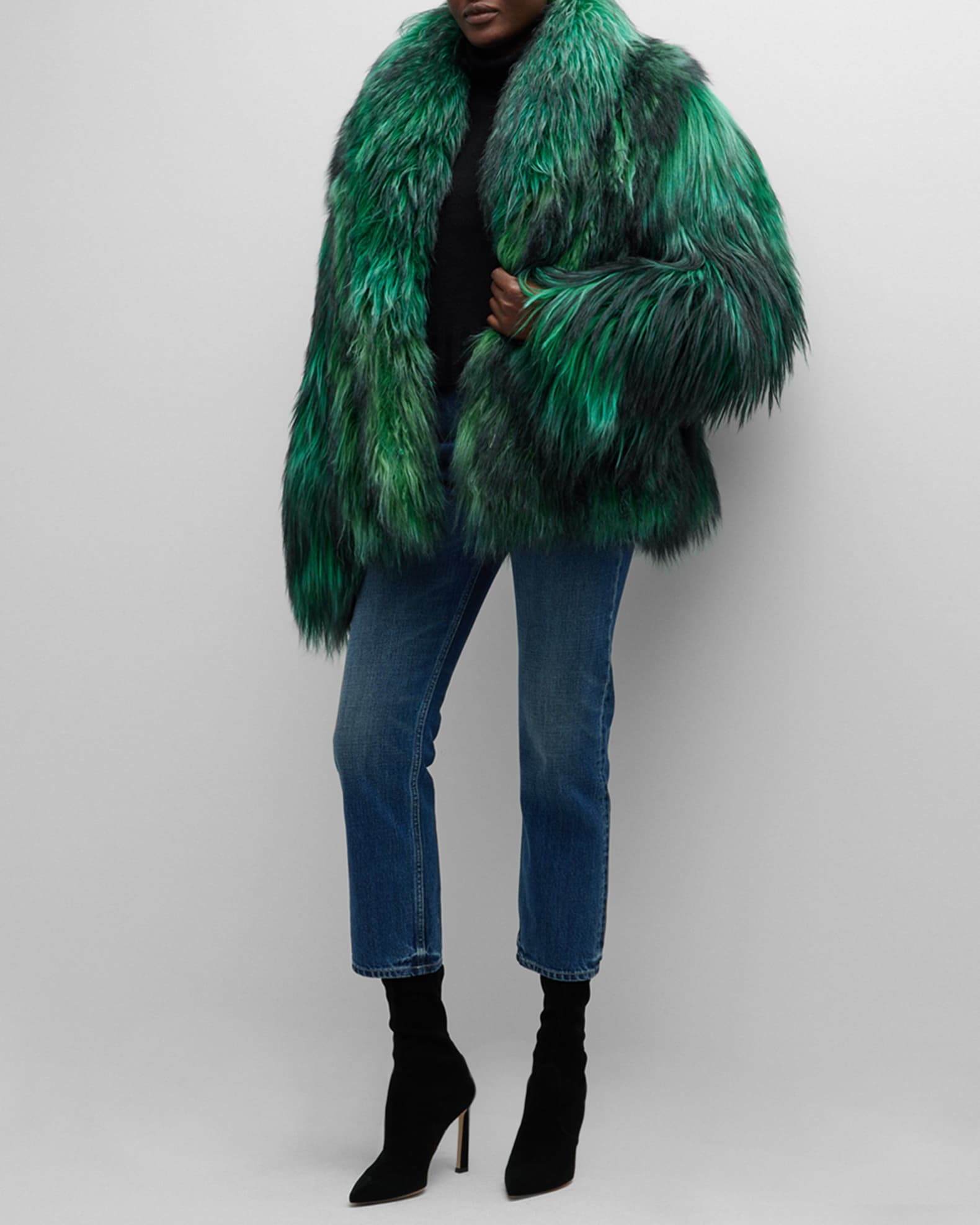 Gorski LongHair Goat Fur Jacket Neiman Marcus