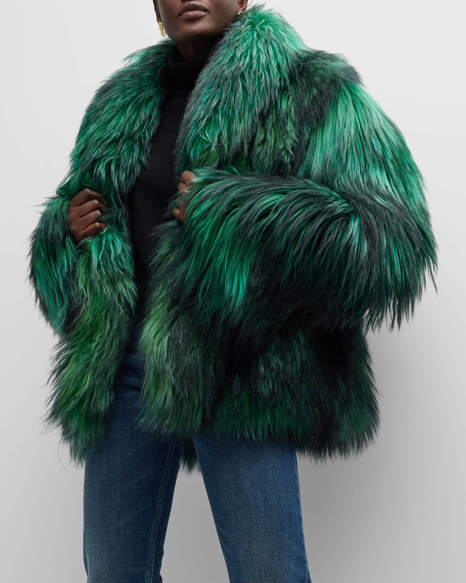 Gorski LongHair Goat Fur Jacket Neiman Marcus