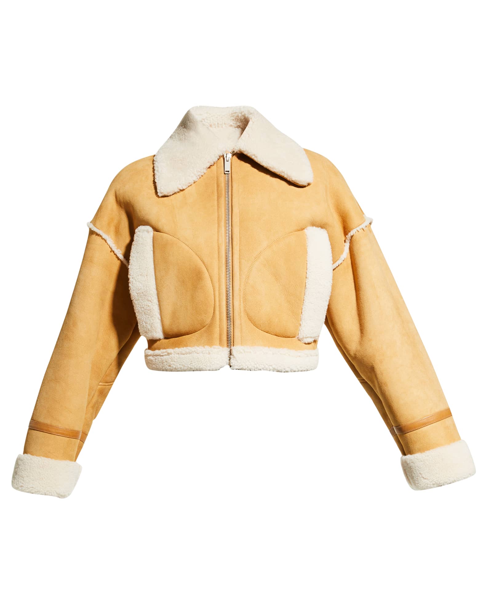 HALFBOY Cropped Aviator Jacket w/ Shearling Trim Neiman Marcus