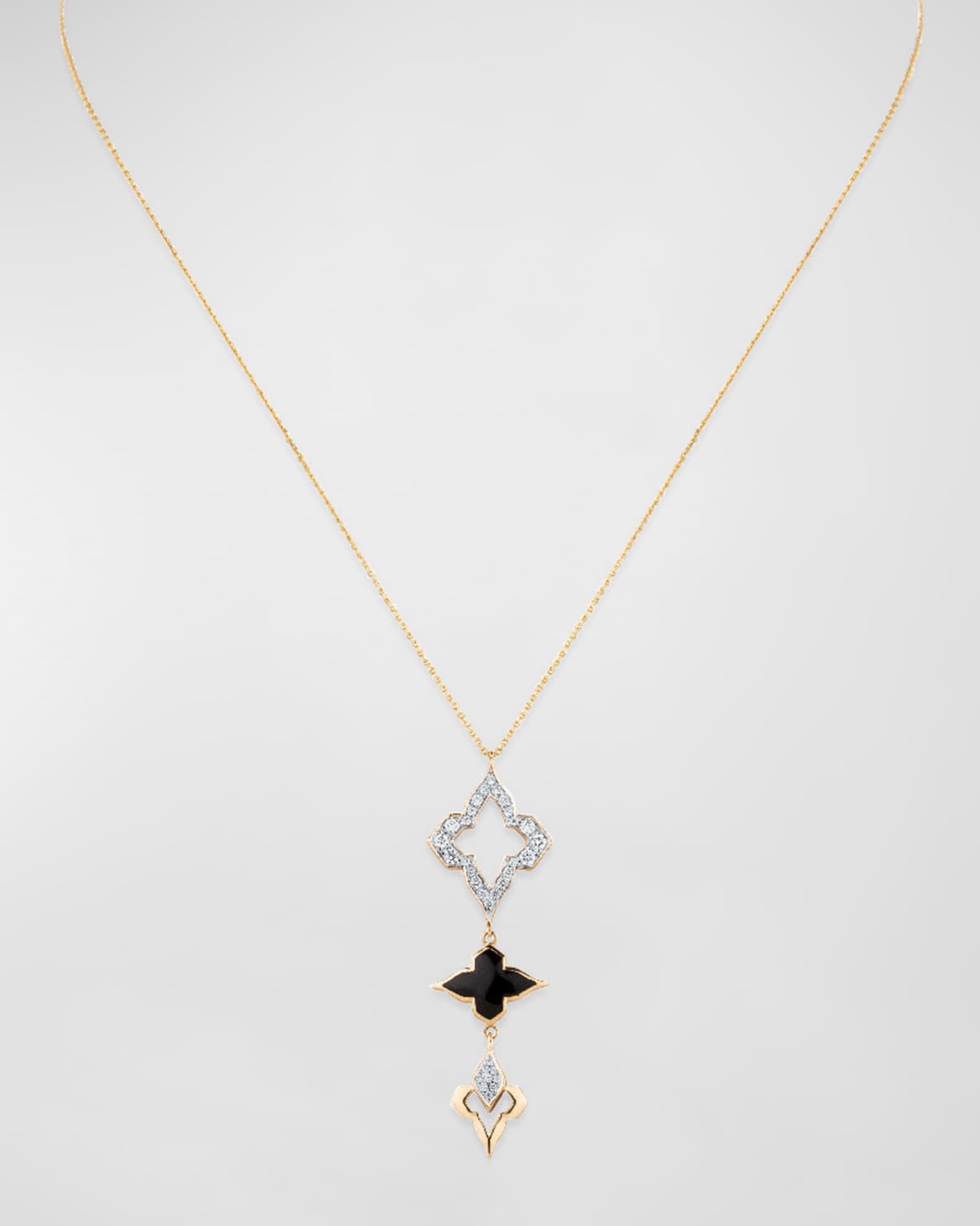 18K Yellow Gold Piano Black Classic Necklace, 16-18"L 0
