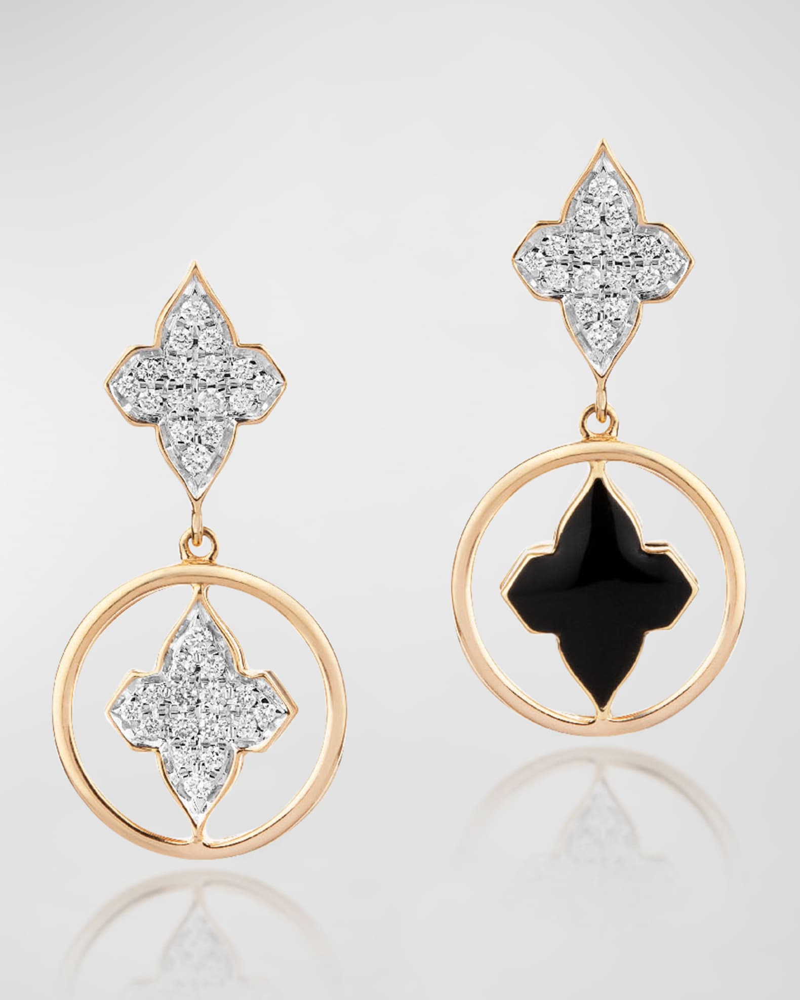 18K Yellow Gold Piano Black Mismatch Earrings 0