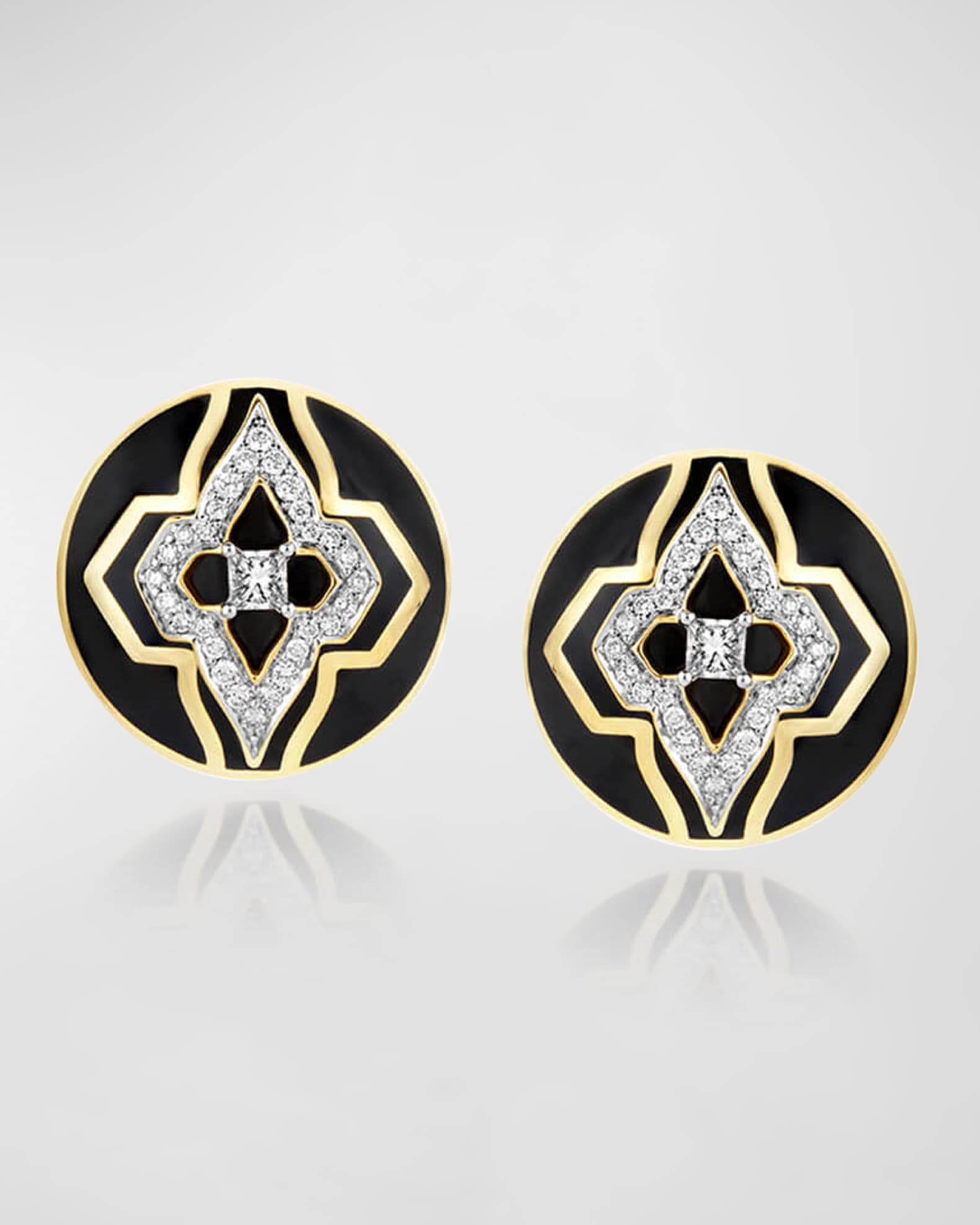 18K Yellow Gold Piano Black New York Audacious Earrings 0