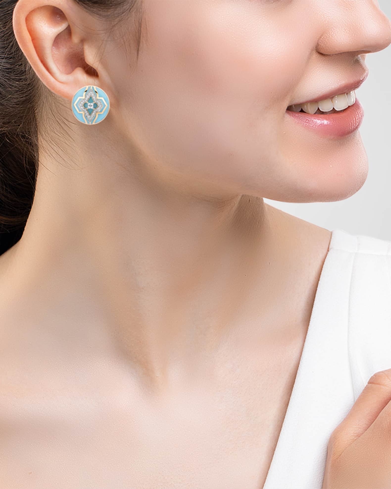 18K Yellow Gold Riva Blue Jodhpur Audacious Earrings 1