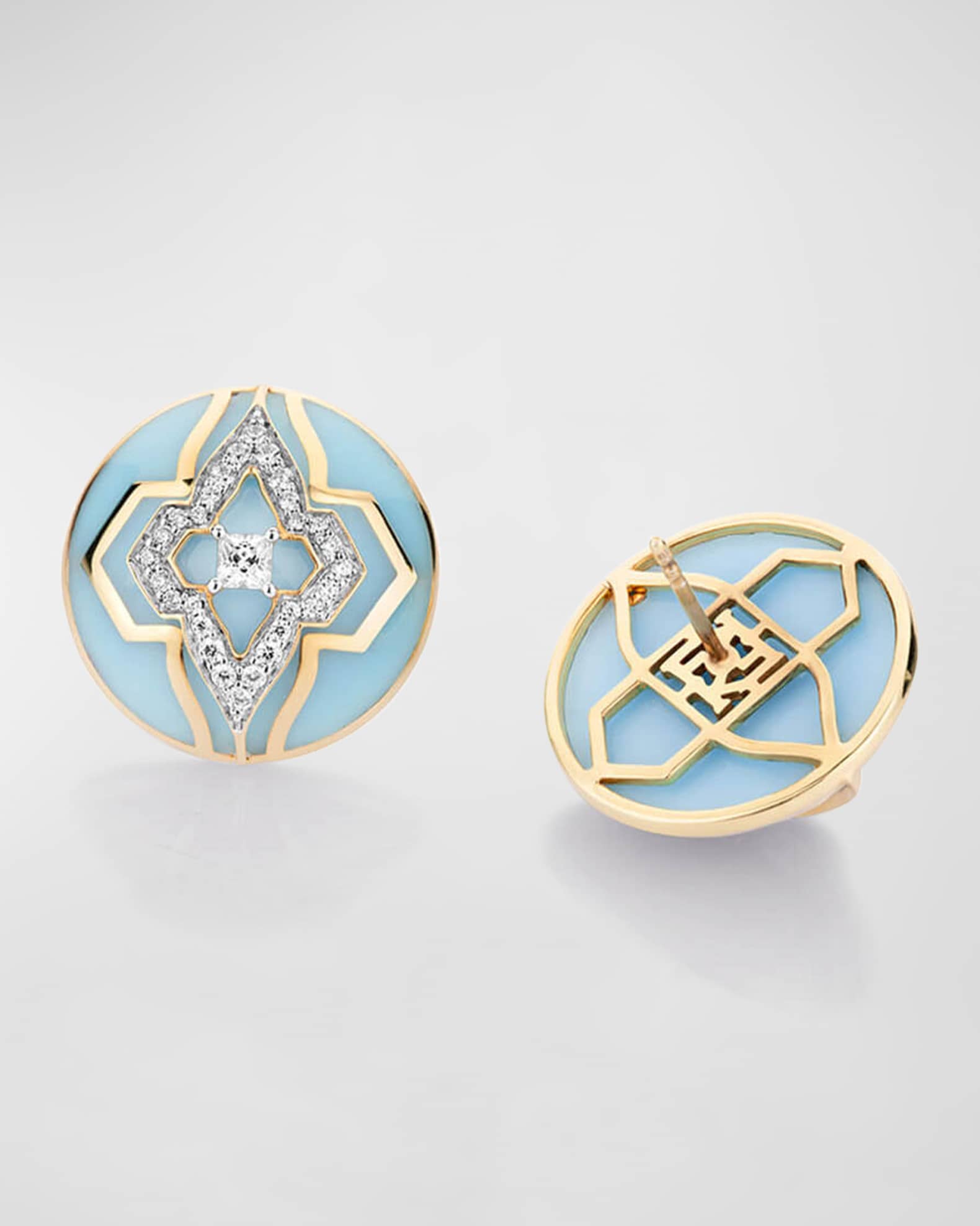 Farah Khan Atelier 18K Yellow Gold Riva Blue Jodhpur Audacious Earrings Neiman Marcus