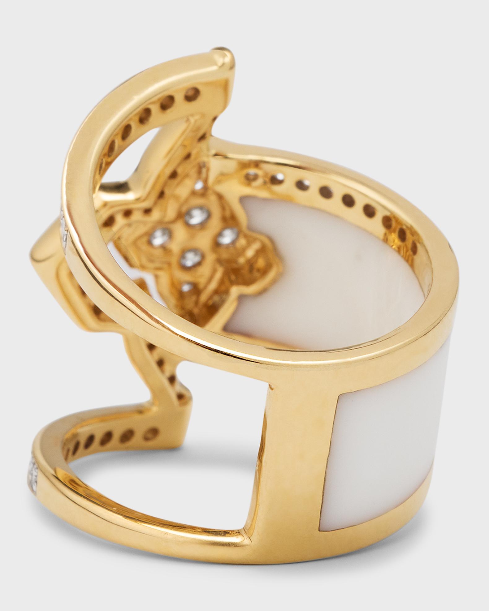 Farah Khan Atelier 18K Yellow Gold Atlas White Edgy Ring, Size 7 ...