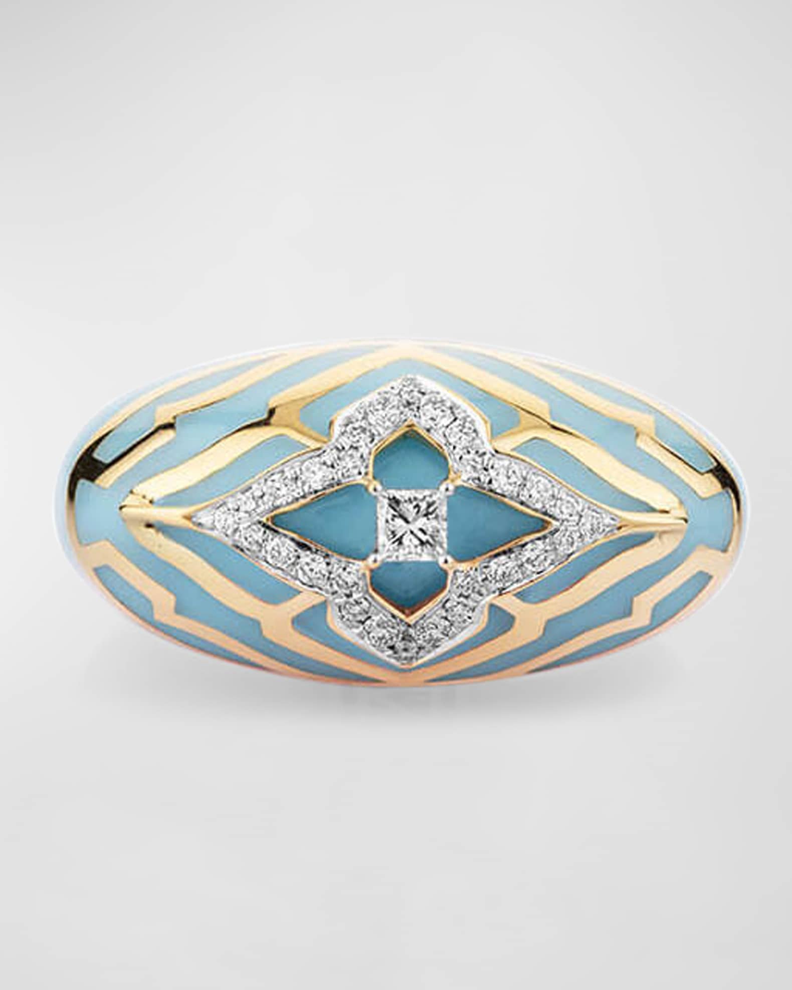 18Kt Yellow Gold Riva Blue Jodhpur Vivacious Ring, Size 7 0