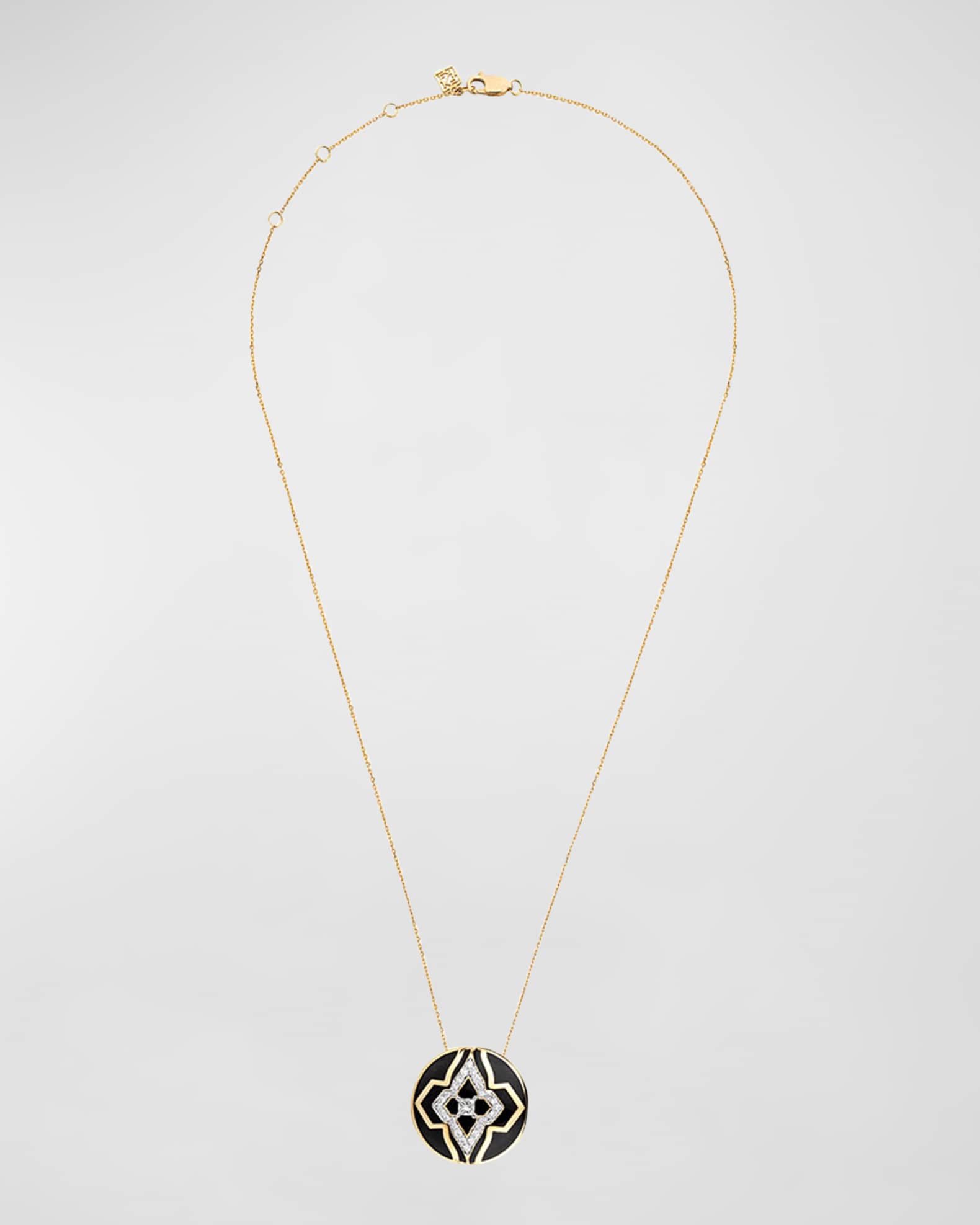 18K Yellow Gold Piano Black New York Wanderlust Pendant Necklace, 16-18"L 0