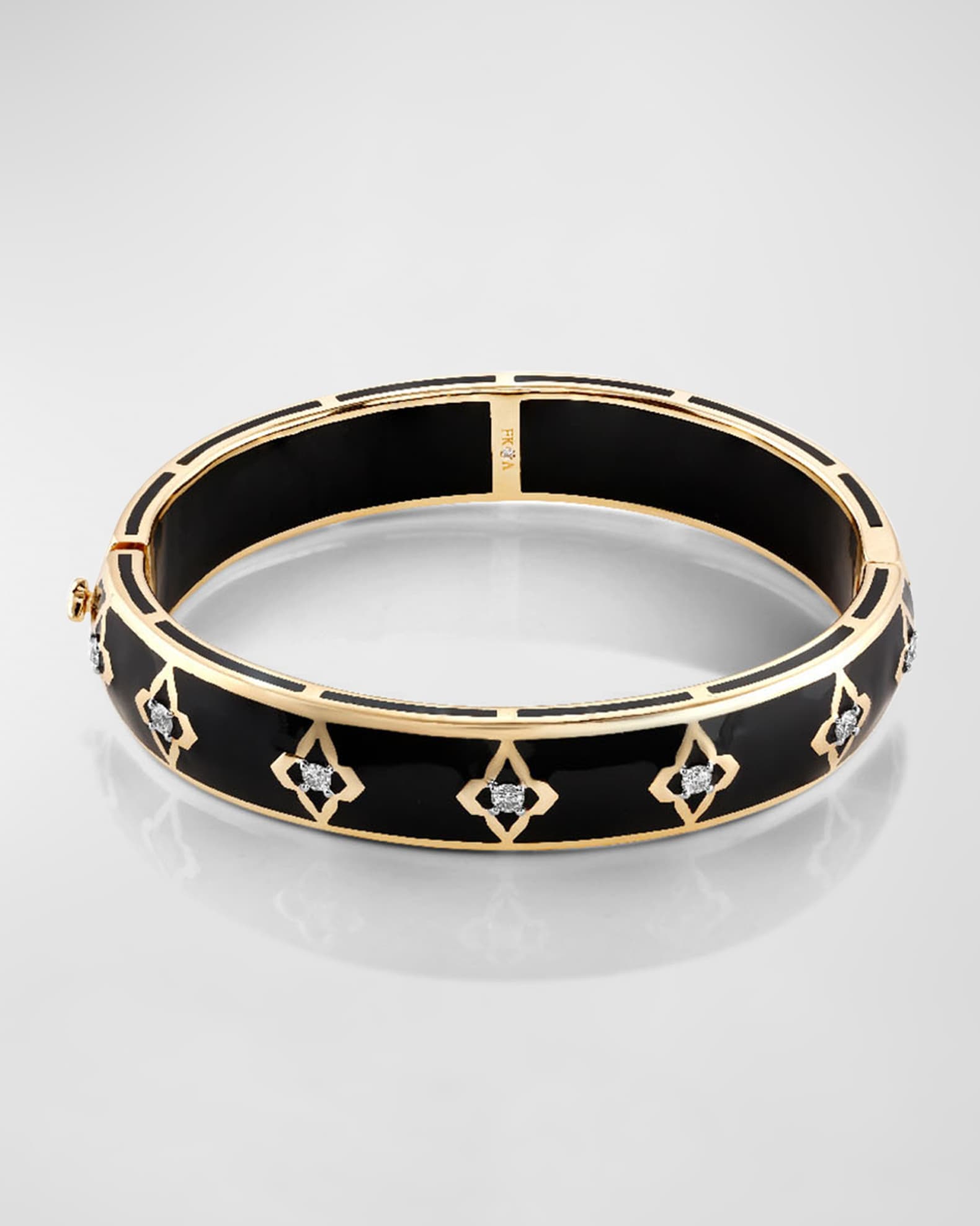 18K Yellow Gold Piano Black Statement Oval Bangle, 45mm x 55mm 0