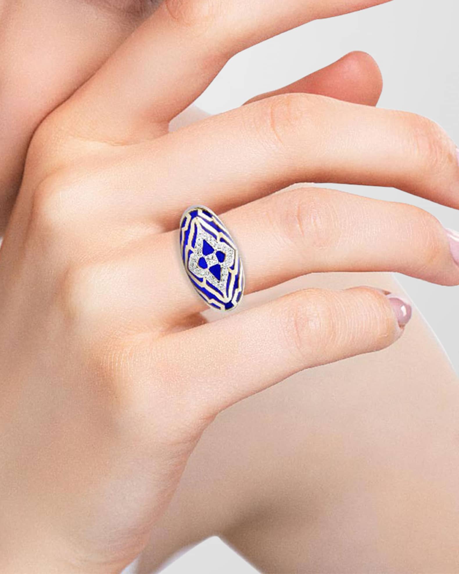 18K Yellow Gold Aruba Blue Mykonos Vivacious Ring, Size 7 1