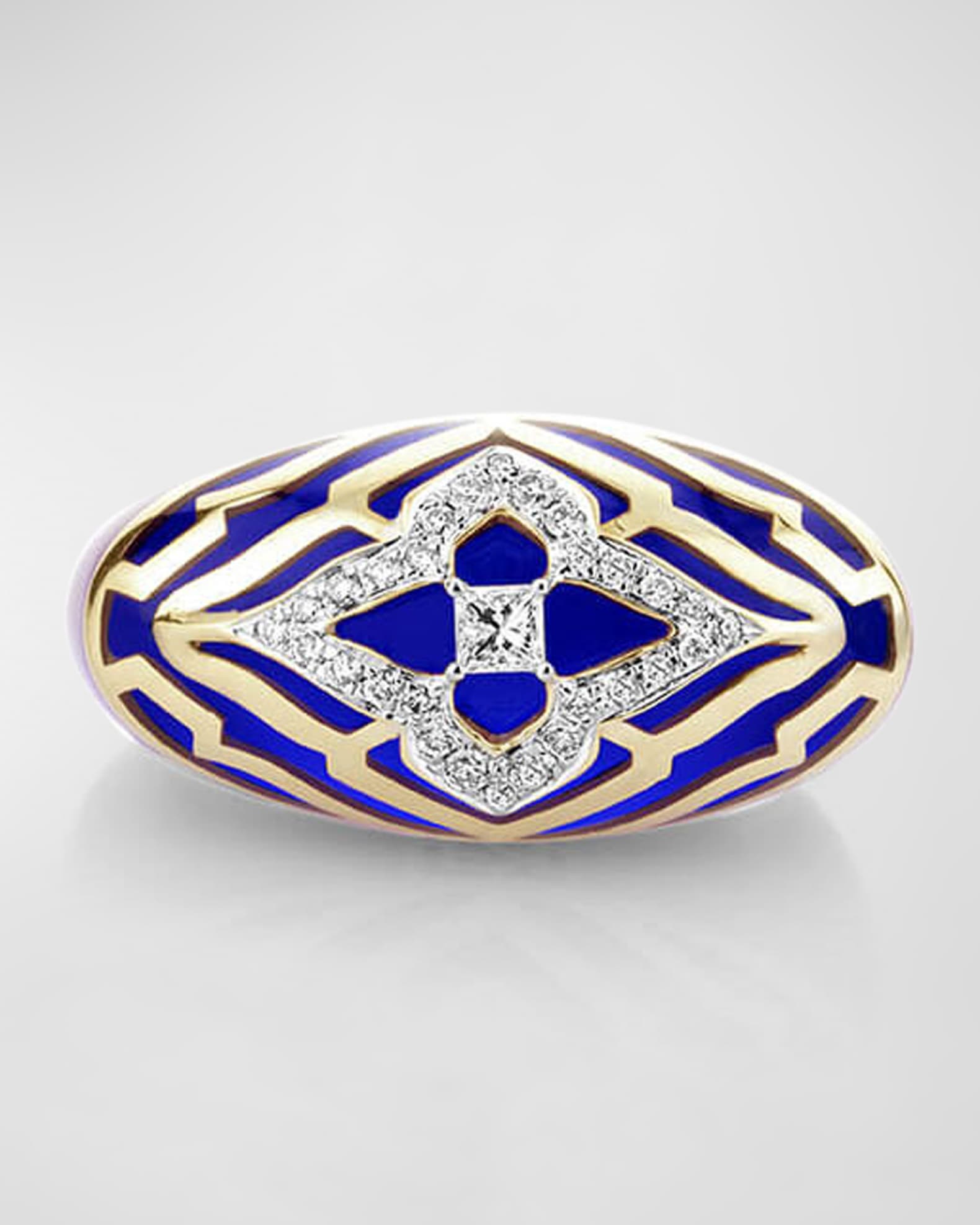 18K Yellow Gold Aruba Blue Mykonos Vivacious Ring, Size 7 0