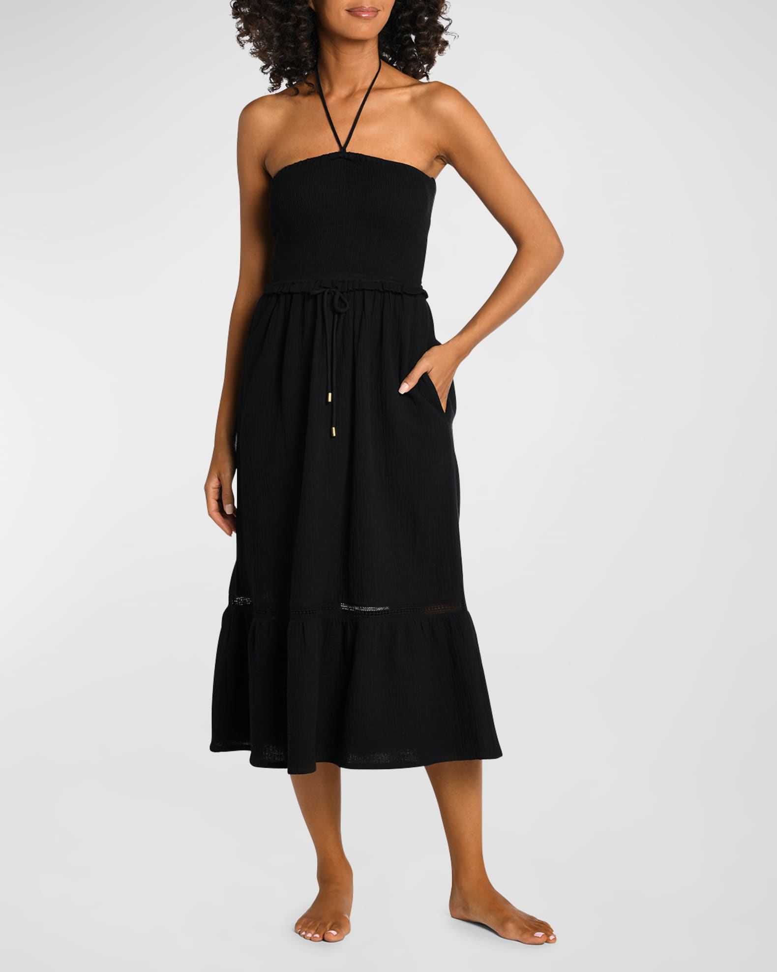 La Blanca Seaside Strapless Cotton Gauze Midi Dress Neiman Marcus