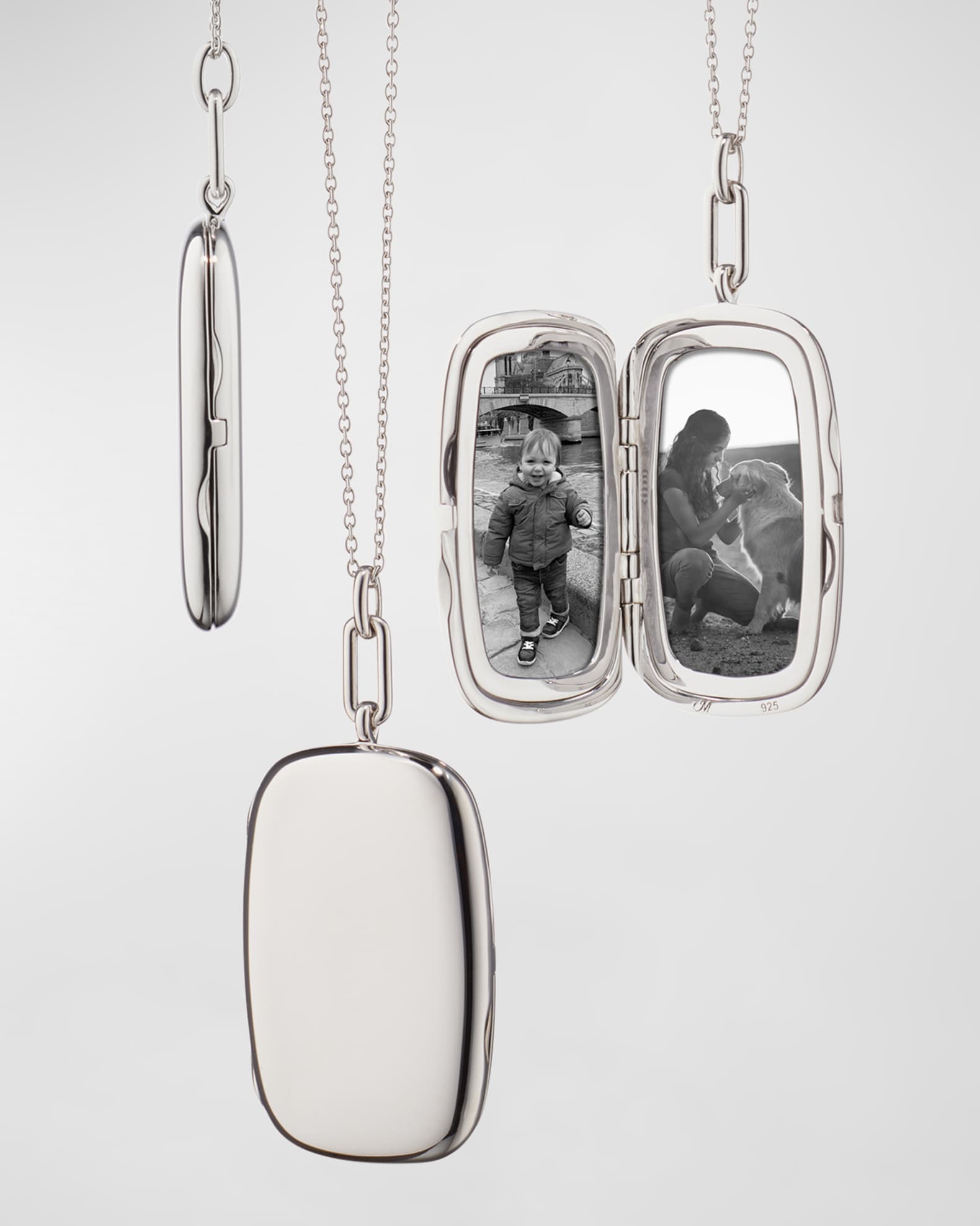Sterling Silver Finn Large Slim Locket on Cable Chain, 22"L 0