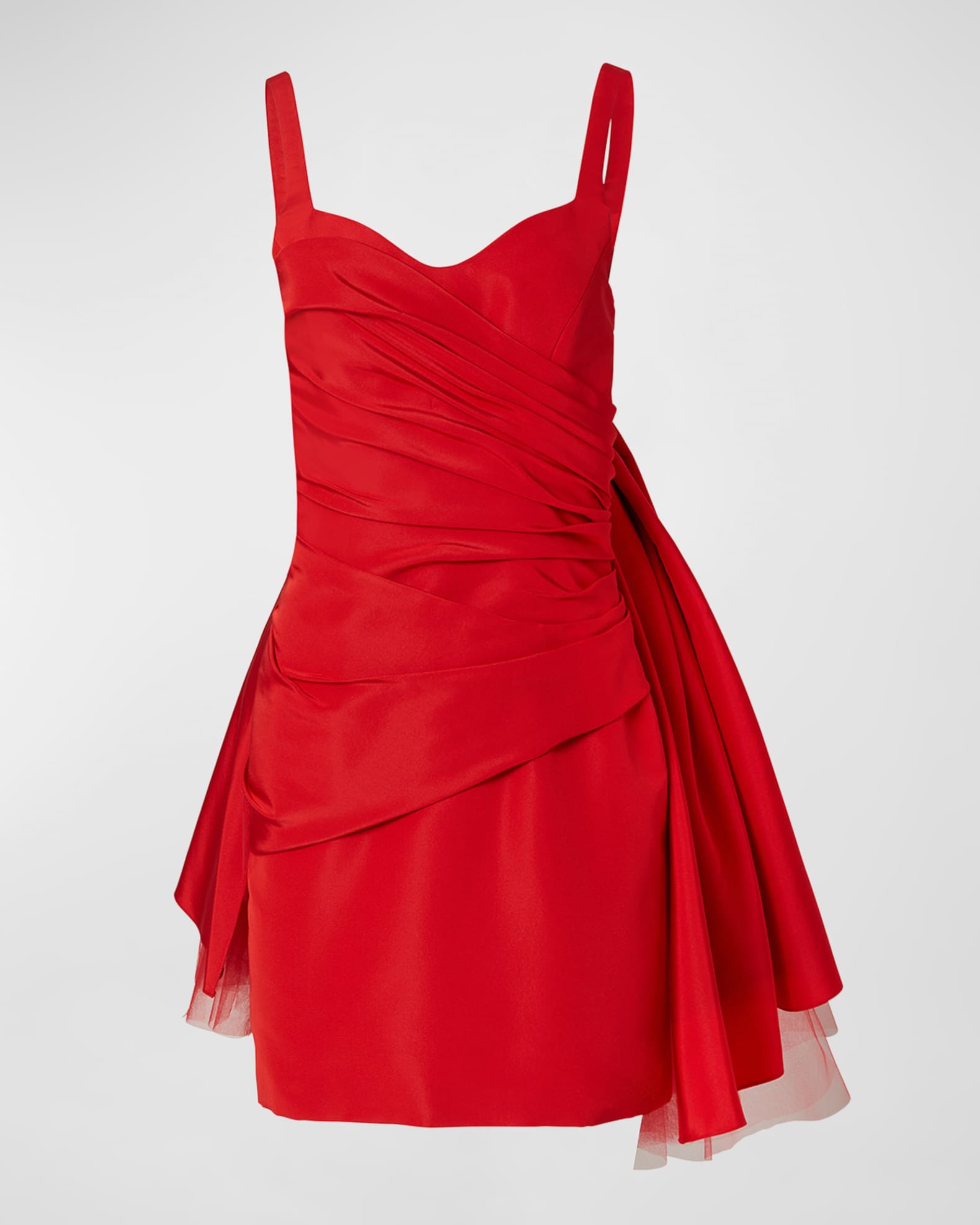 Carolina Herrera Draped Bodice Ruffle-Back Mini Dress | Neiman Marcus