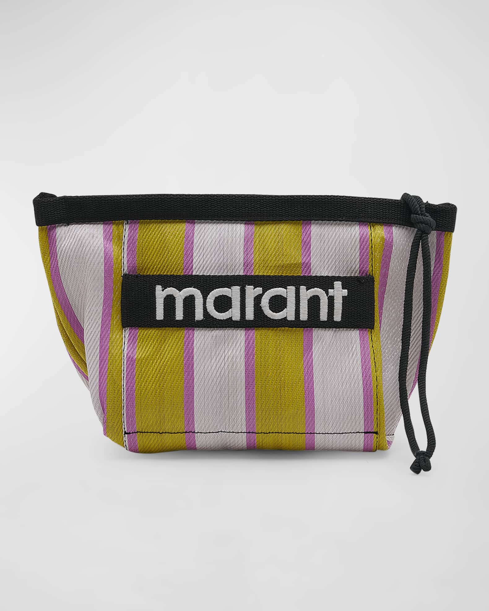 Isabel Marant Powden Striped Canvas Clutch Bag | Neiman Marcus