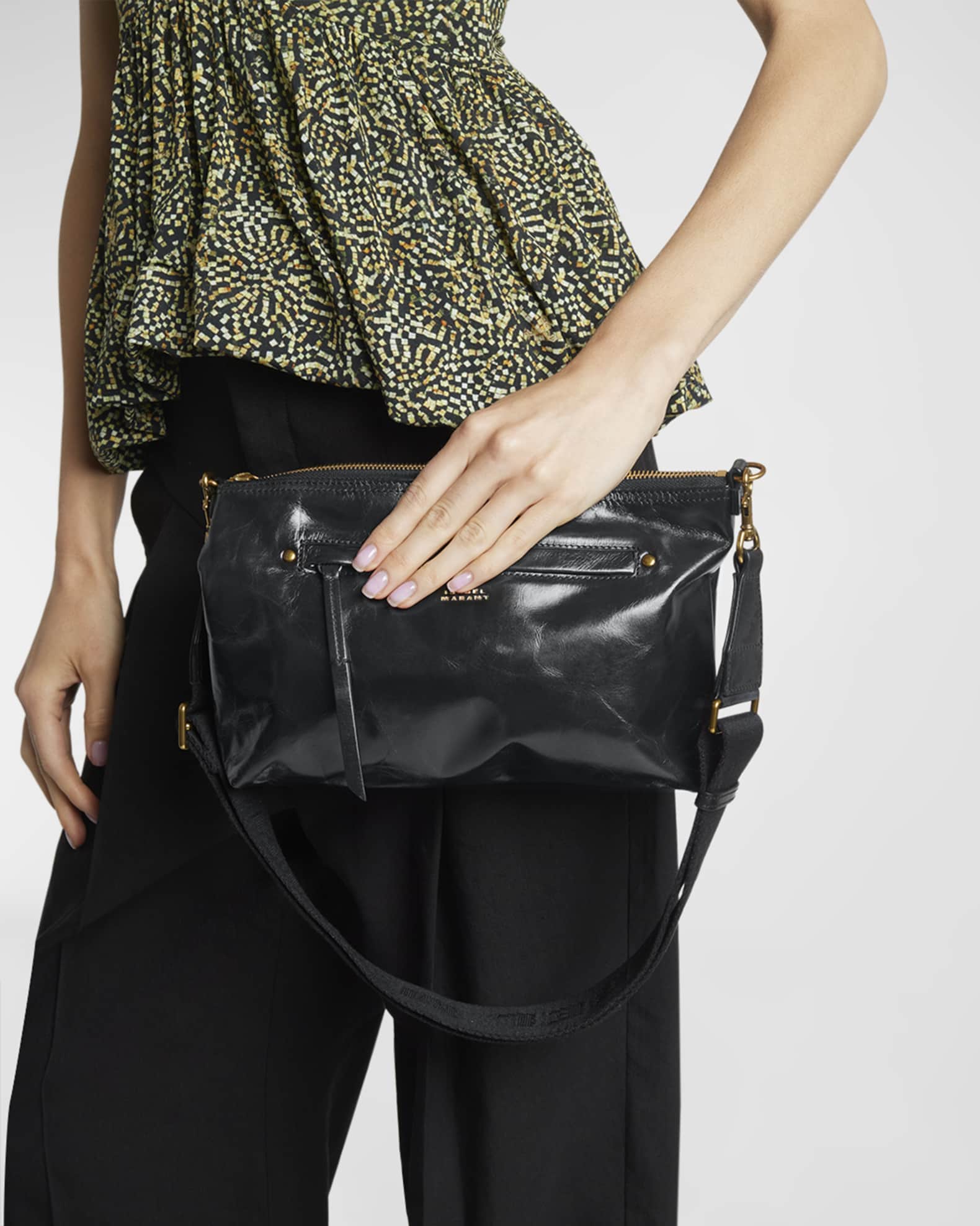 ISABEL MARANT｜ (NESSAH (PP0037FA B3C16M 01BK)) Isabel Marant Nessah Zip Leather Shoulder Bag | Neiman Marcus