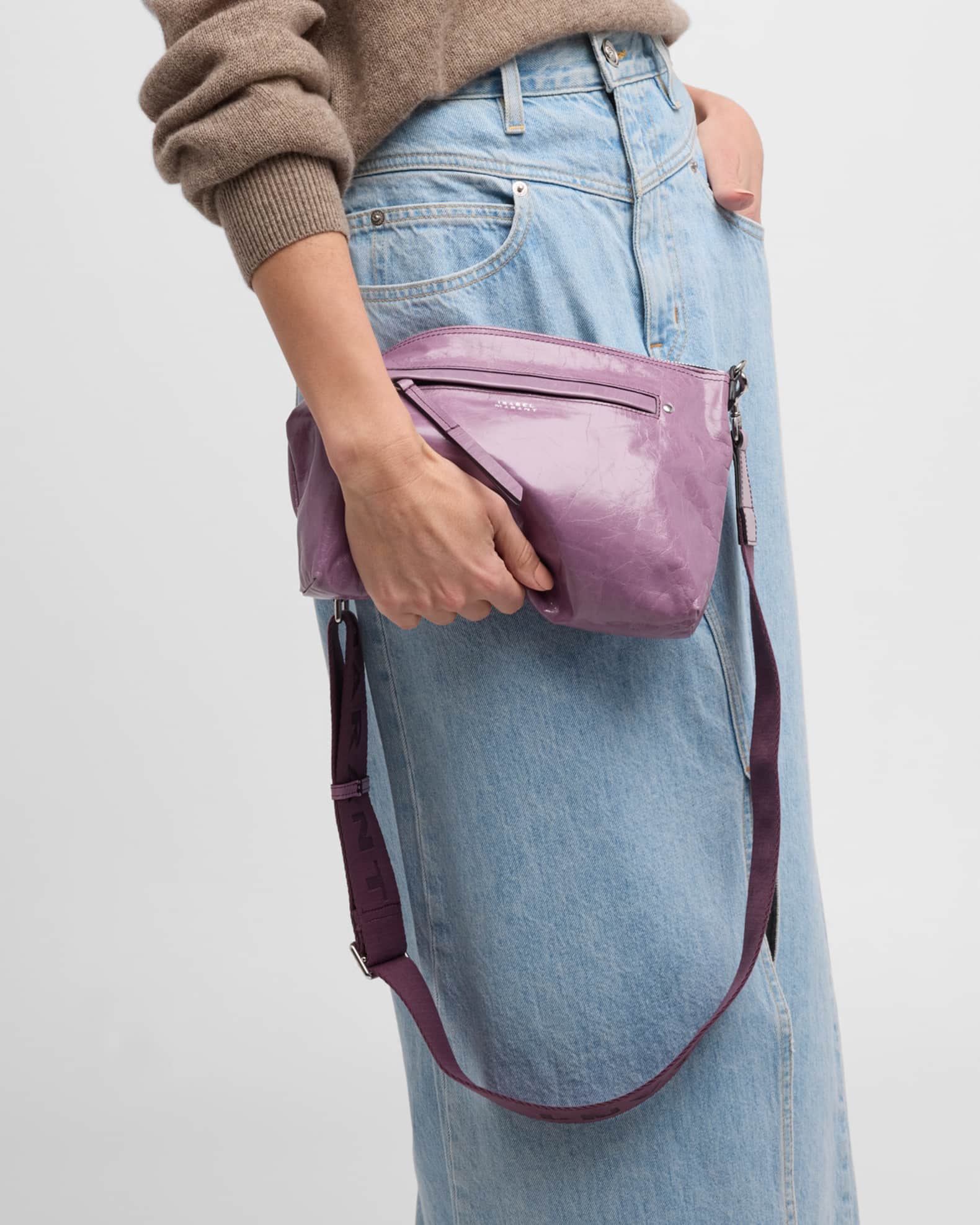 Isabel Marant Nessah Zip Leather Shoulder Bag Neiman Marcus