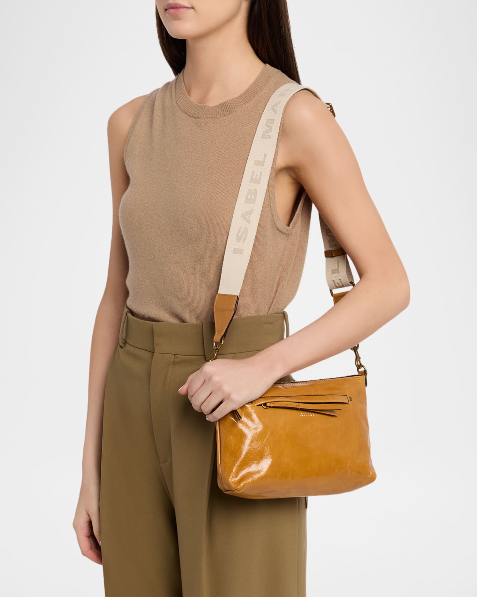 Nessah Zip Leather Shoulder Bag | Neiman Marcus