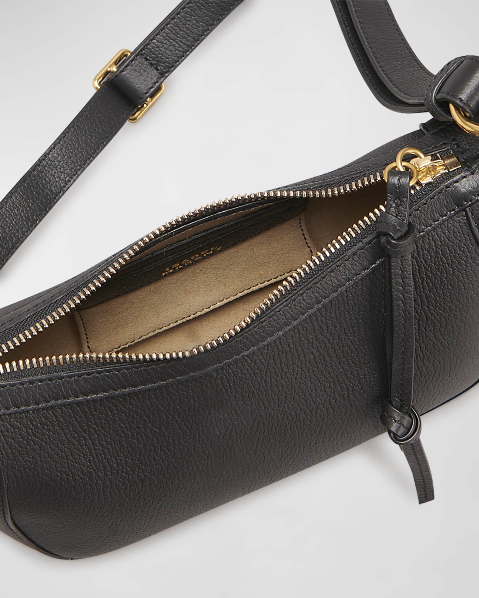 Isabel Marant Oskan Moon Grainy Leather Shoulder Bag