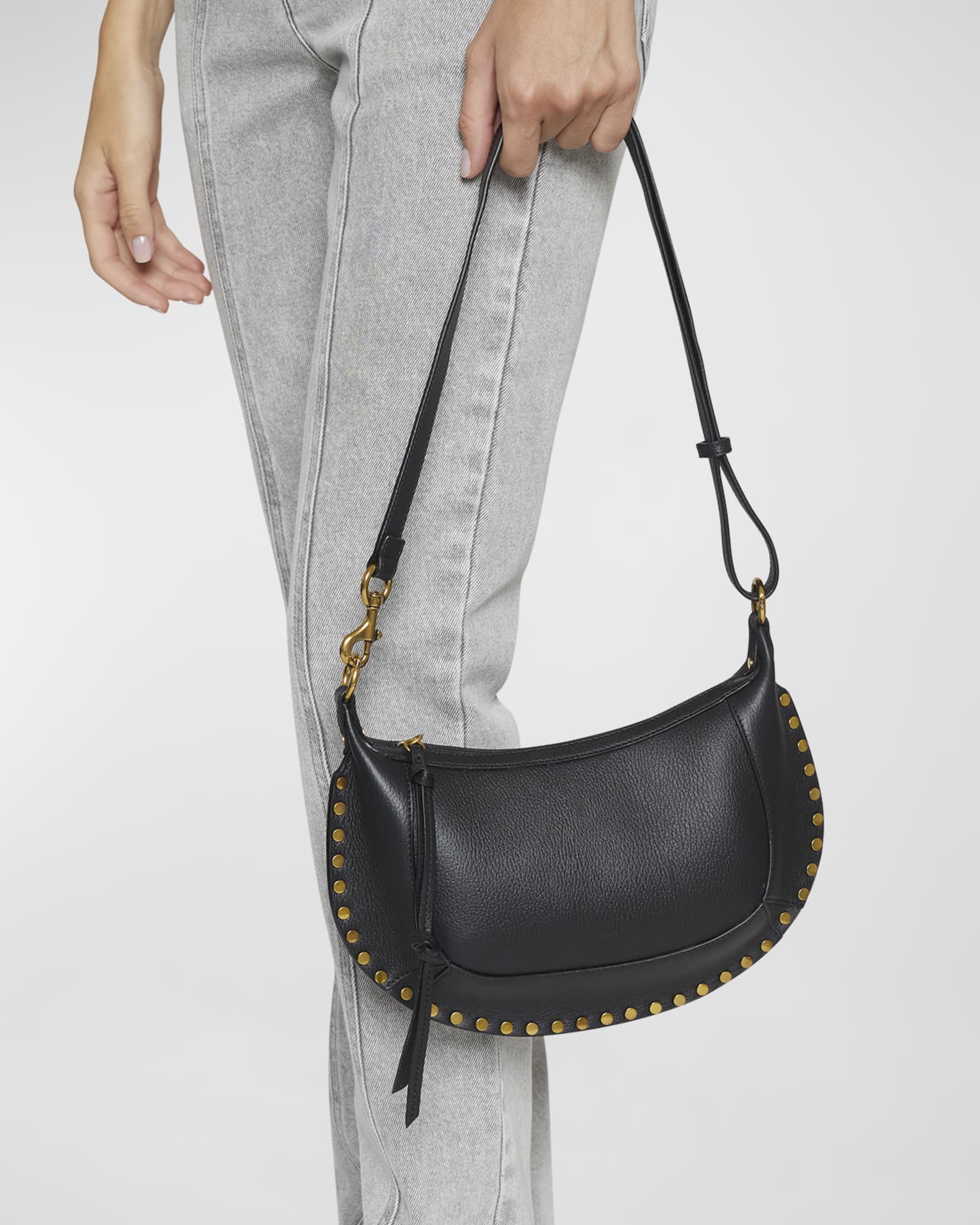 Isabel Marant Oskan Moon Grainy Leather Shoulder Bag