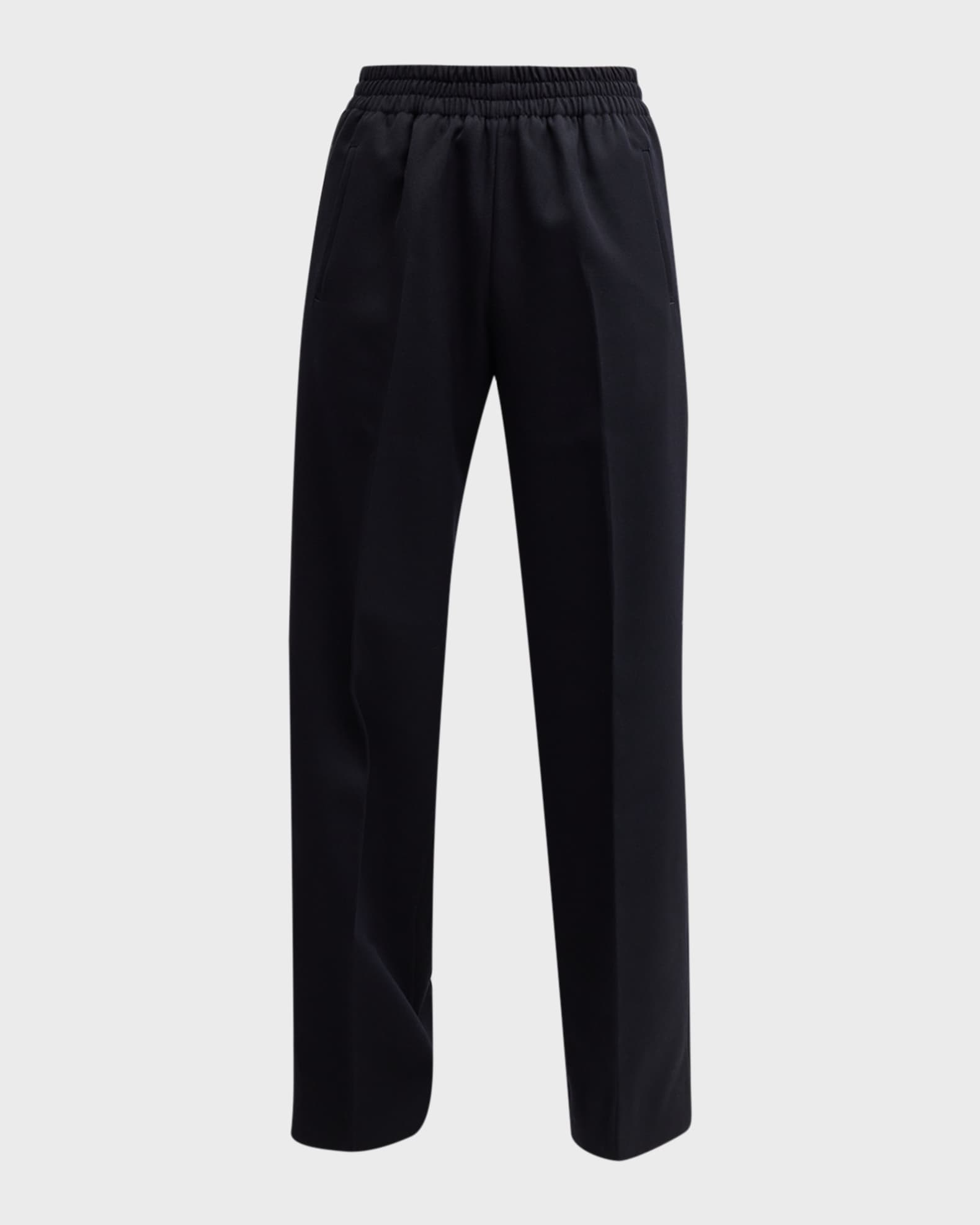 Wool Gabardine High Waist Wide Pants