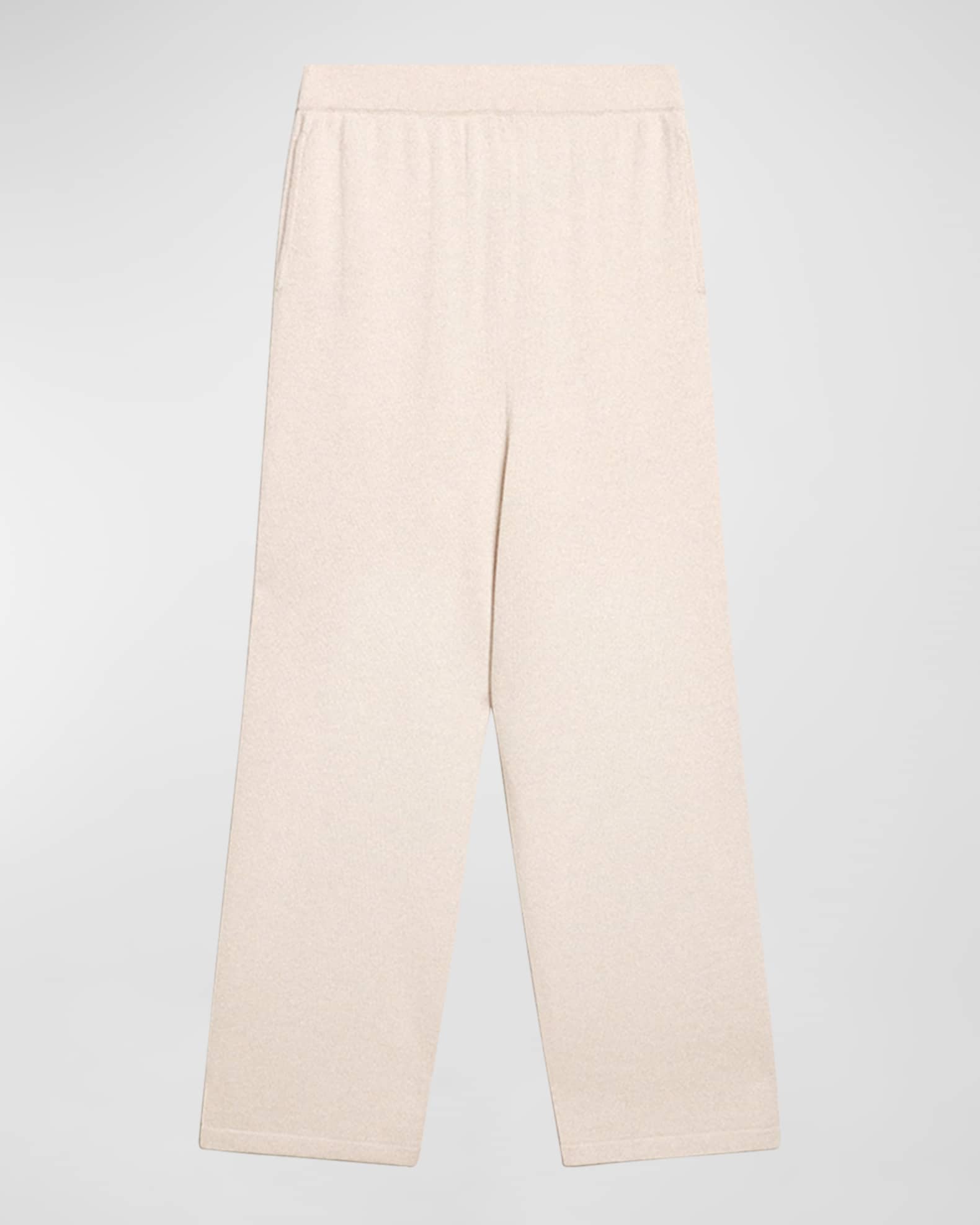 Golden Cashmere-Wool Knit Wide-Leg Jogging Pants