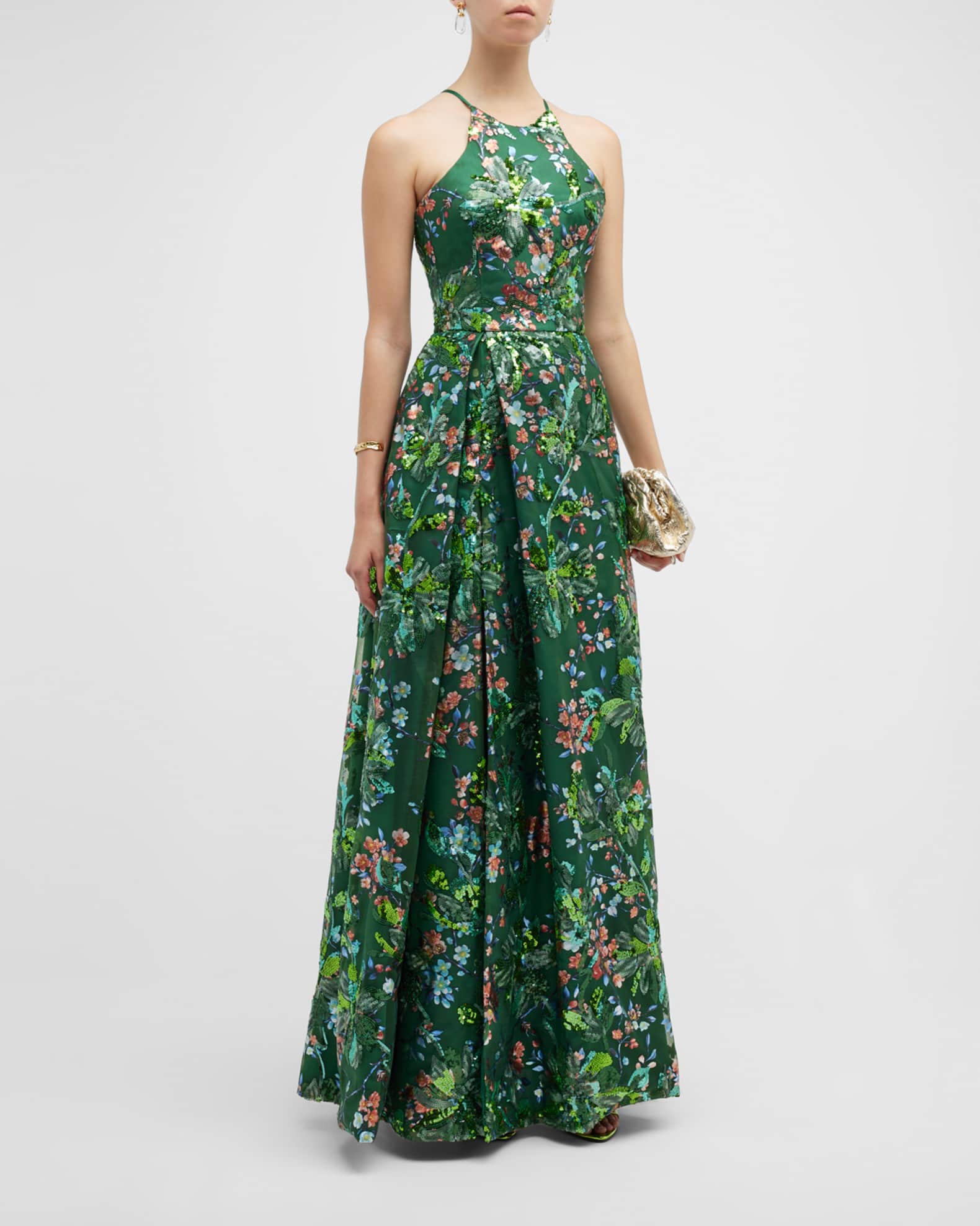 HELSI Iris Embellished Floral Evening Gown | Neiman Marcus