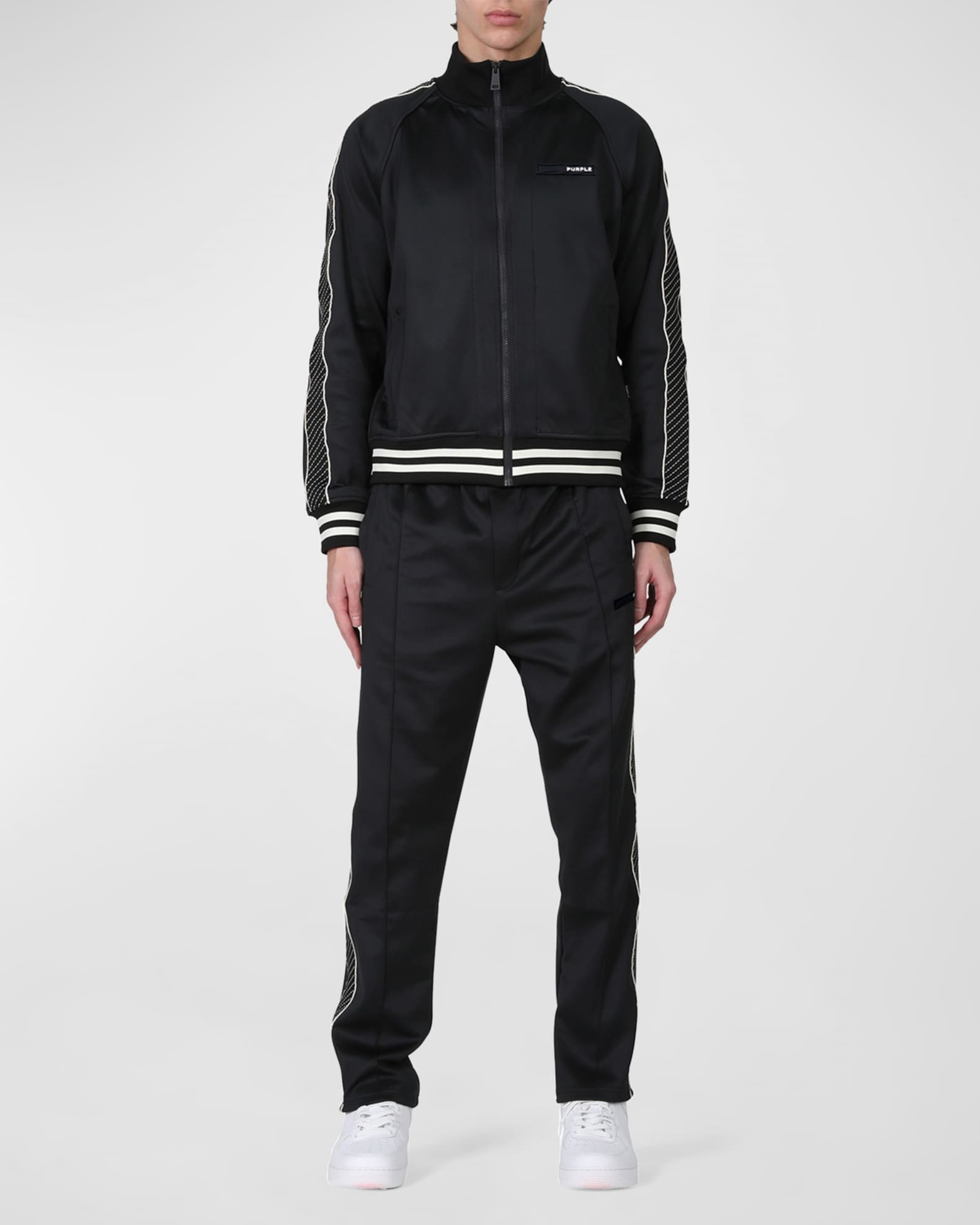 PURPLE Men's Striped Raglan Track Jacket Neiman Marcus