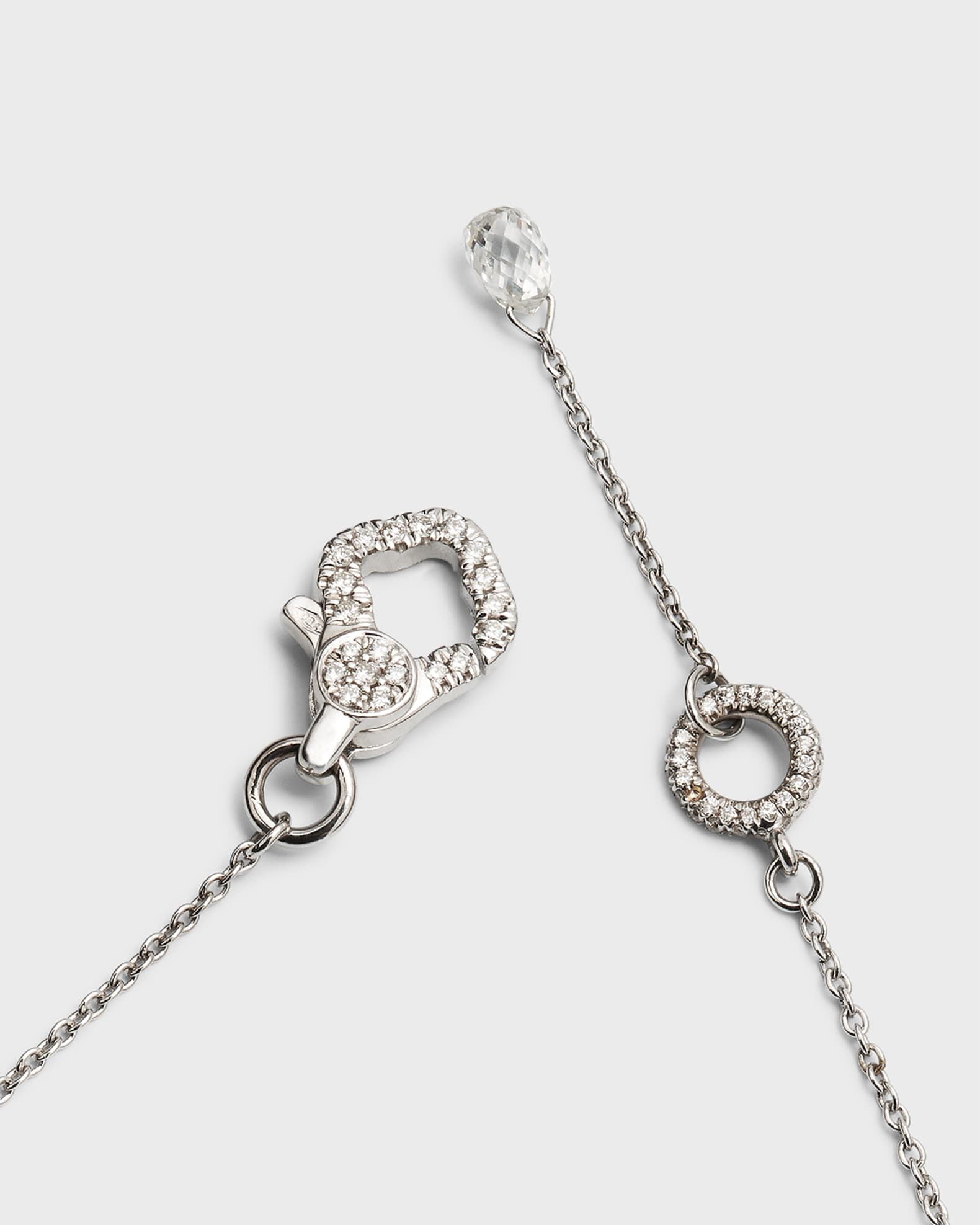 64 Facets 18k White Gold PearShaped Diamond Solitaire Necklace with