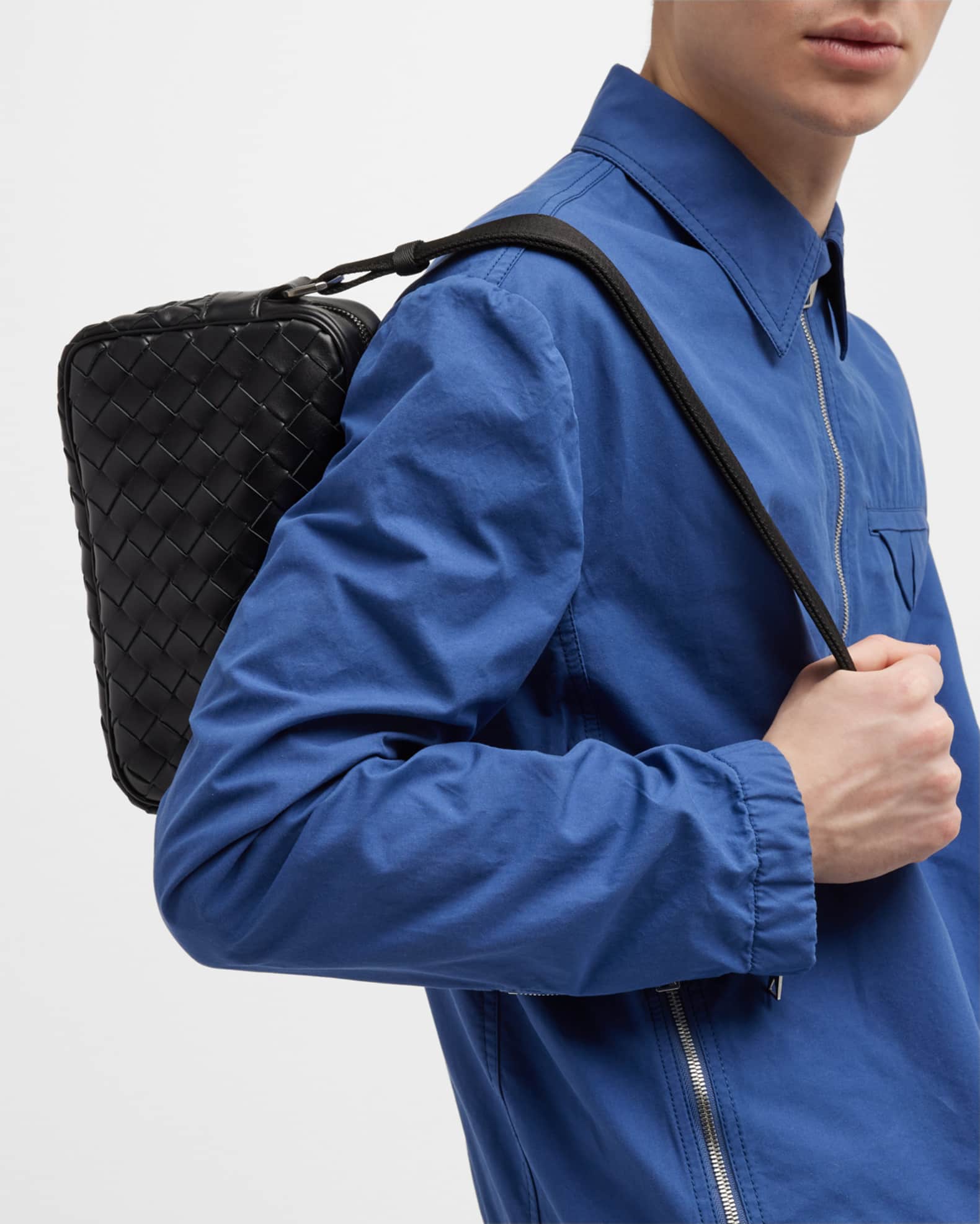 BOTTEGA VENETA(正規品/送料関税込み)INTRECCIATO CAMERABAG Bottega Veneta® Men's Intrecciato Camera Bag in Black. Shop